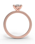 Close up of the Classic Sula Solitaire Engagement Ring in rose gold by Fluid Jewellery 3