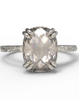 Close up view of the Classic Talon Solitaire Engagement Ring in white gold