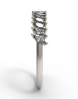 Close up of the classin Evelyn womens wedding band by Fluid Jewellery in white gold 2