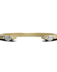 Close up of the open Mara womens wedding band by Fluid Jewellery in yellow gold