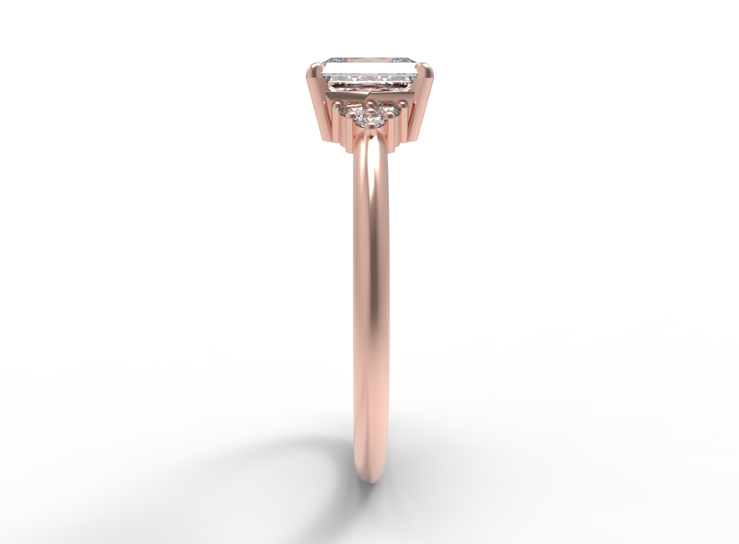Close up of the Cluster Aria Solitaire Engagement Ring in rose gold by Fluid Jewellery 2
