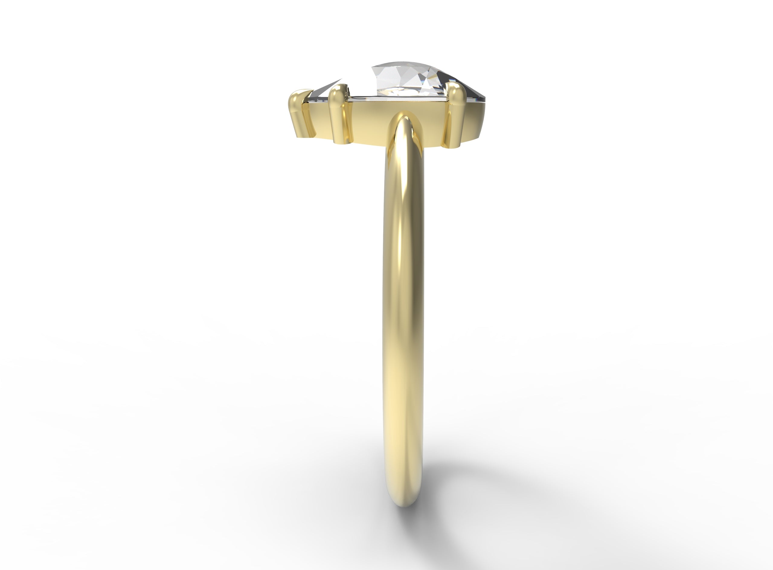 Close up of the Avery Solitaire Engagement Ring in yellow gold by Fluid Jewellery 2