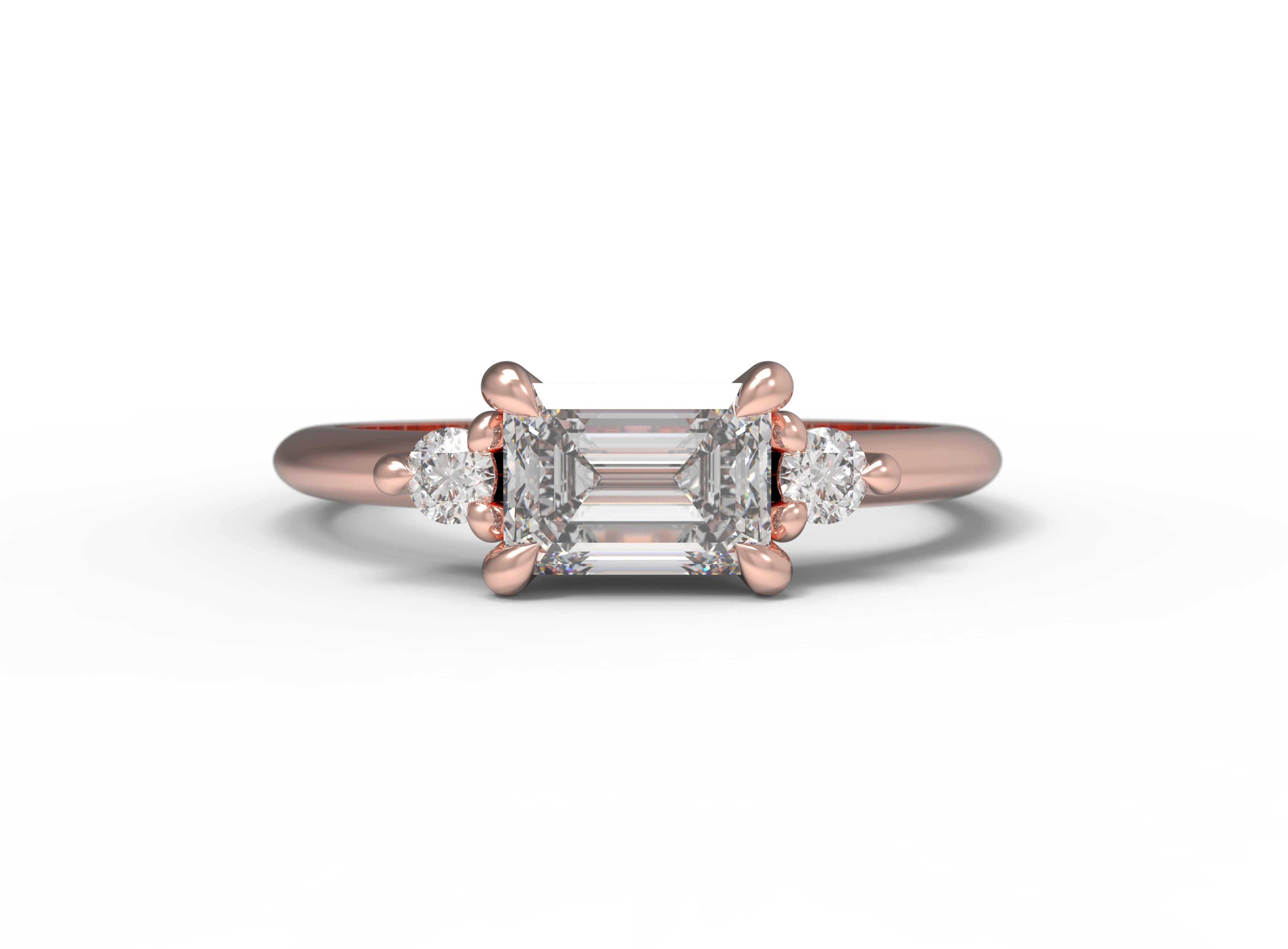Close up of the Five Stone Cora Engagement Ring in rose gold by Fluid Jewellery