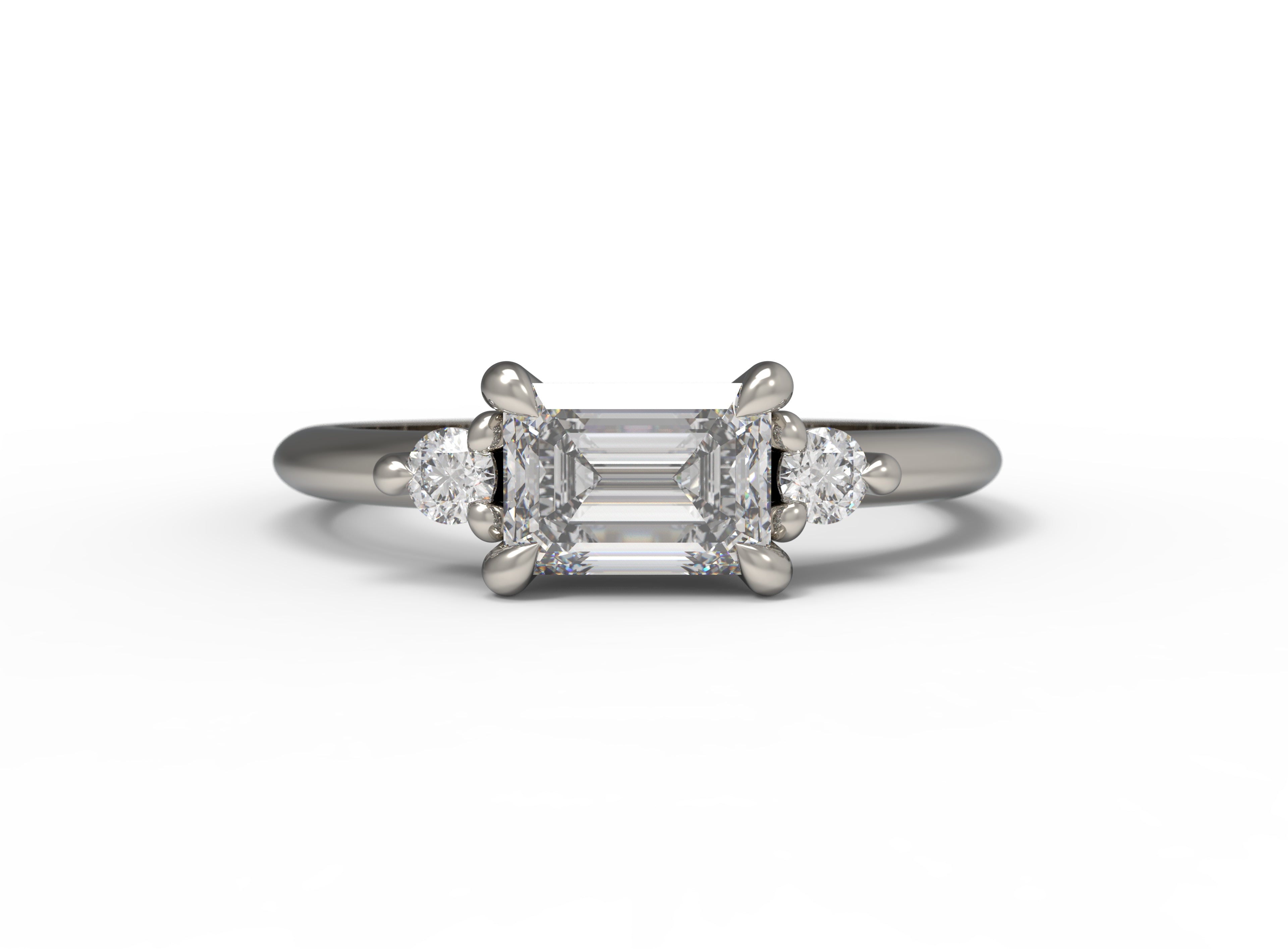 Close up of the Five Stone Cora Engagement Ring in white gold by Fluid Jewellery