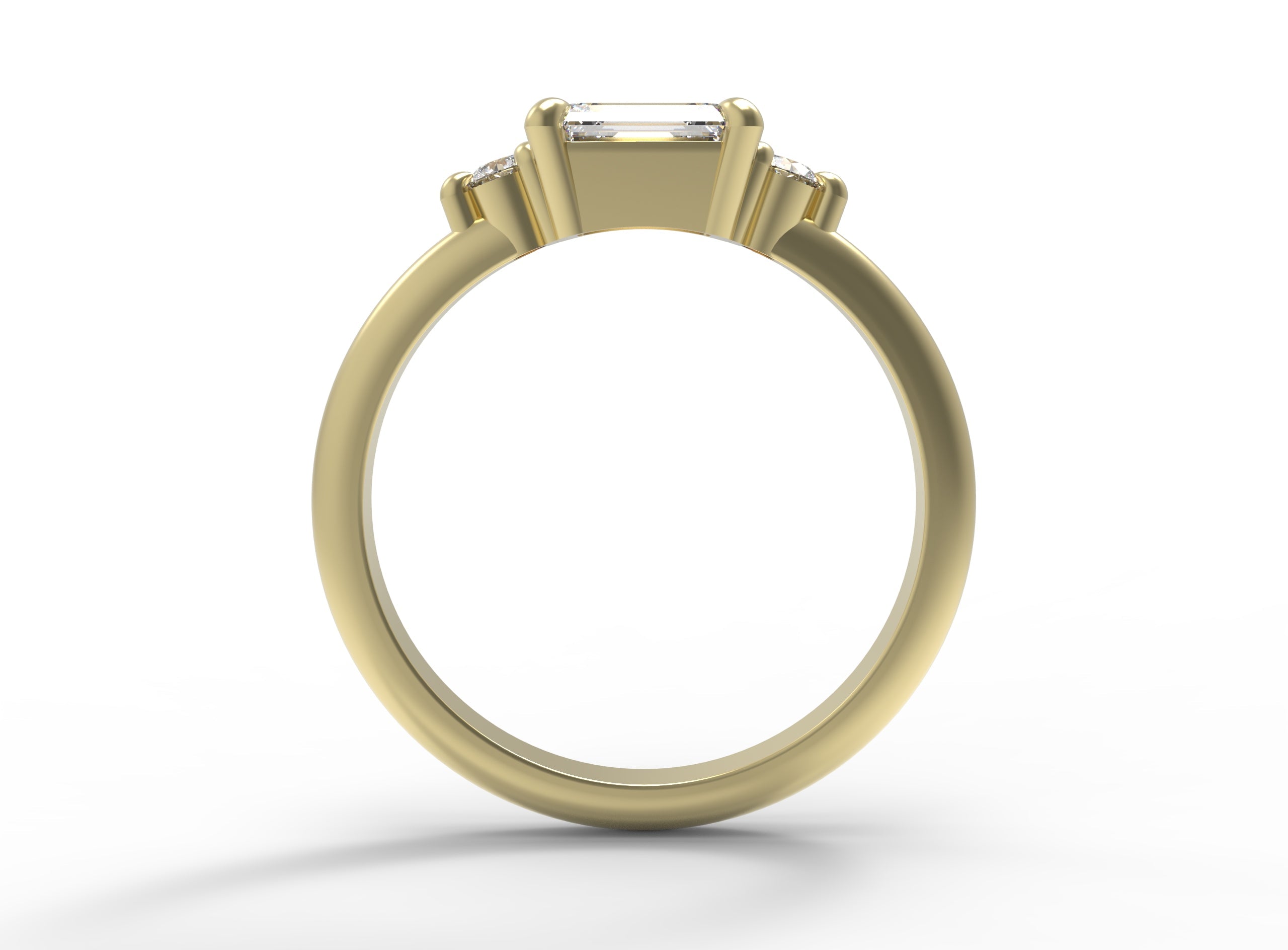 Close up of the Five Stone Cora Engagement Ring in yellow gold by Fluid Jewellery 3