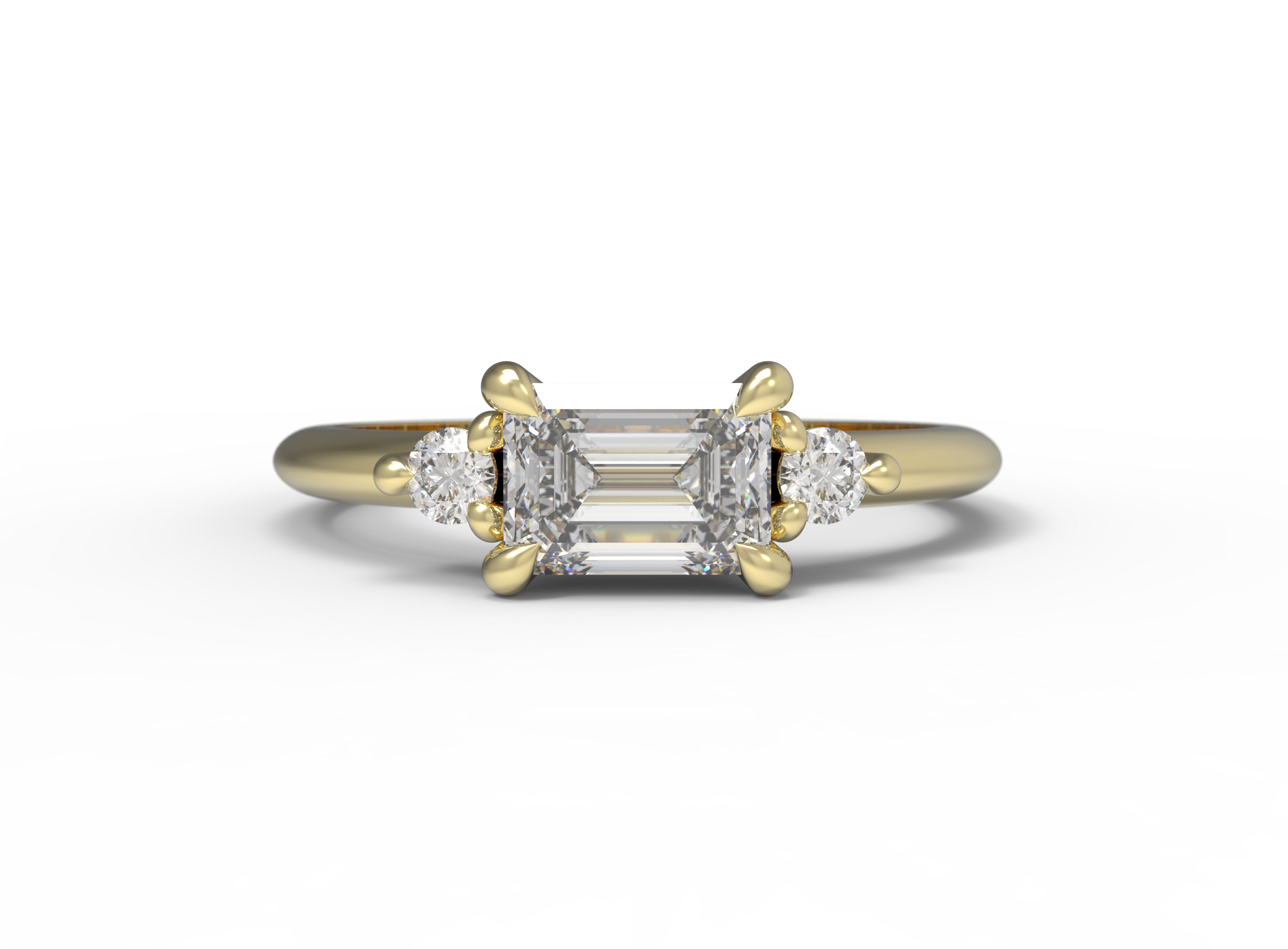 Close up of the Five Stone Cora Engagement Ring in yellow gold by Fluid Jewellery