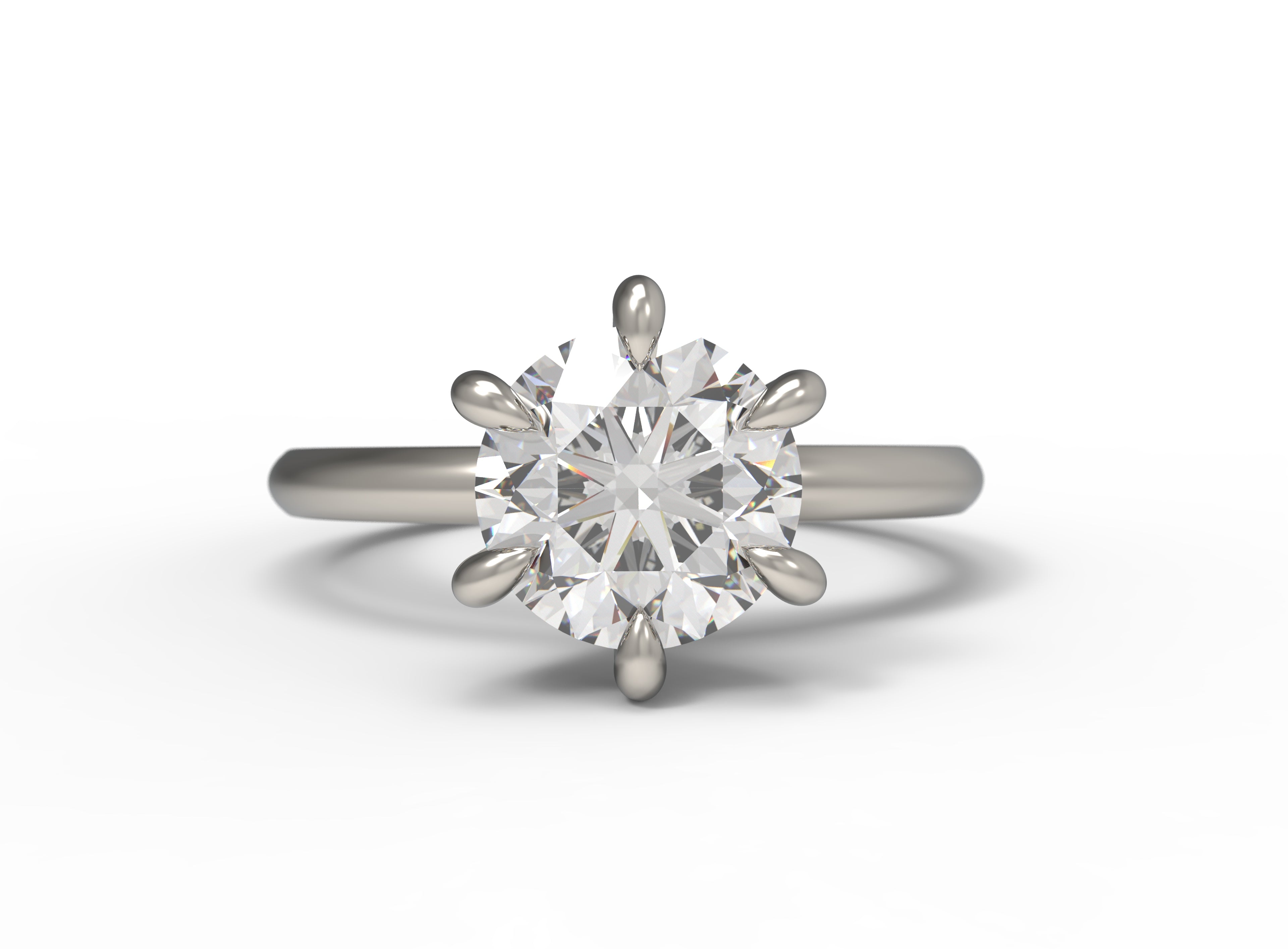 Close up of the Classic Esther Engagement Ring in white gold by Fluid Jewellery