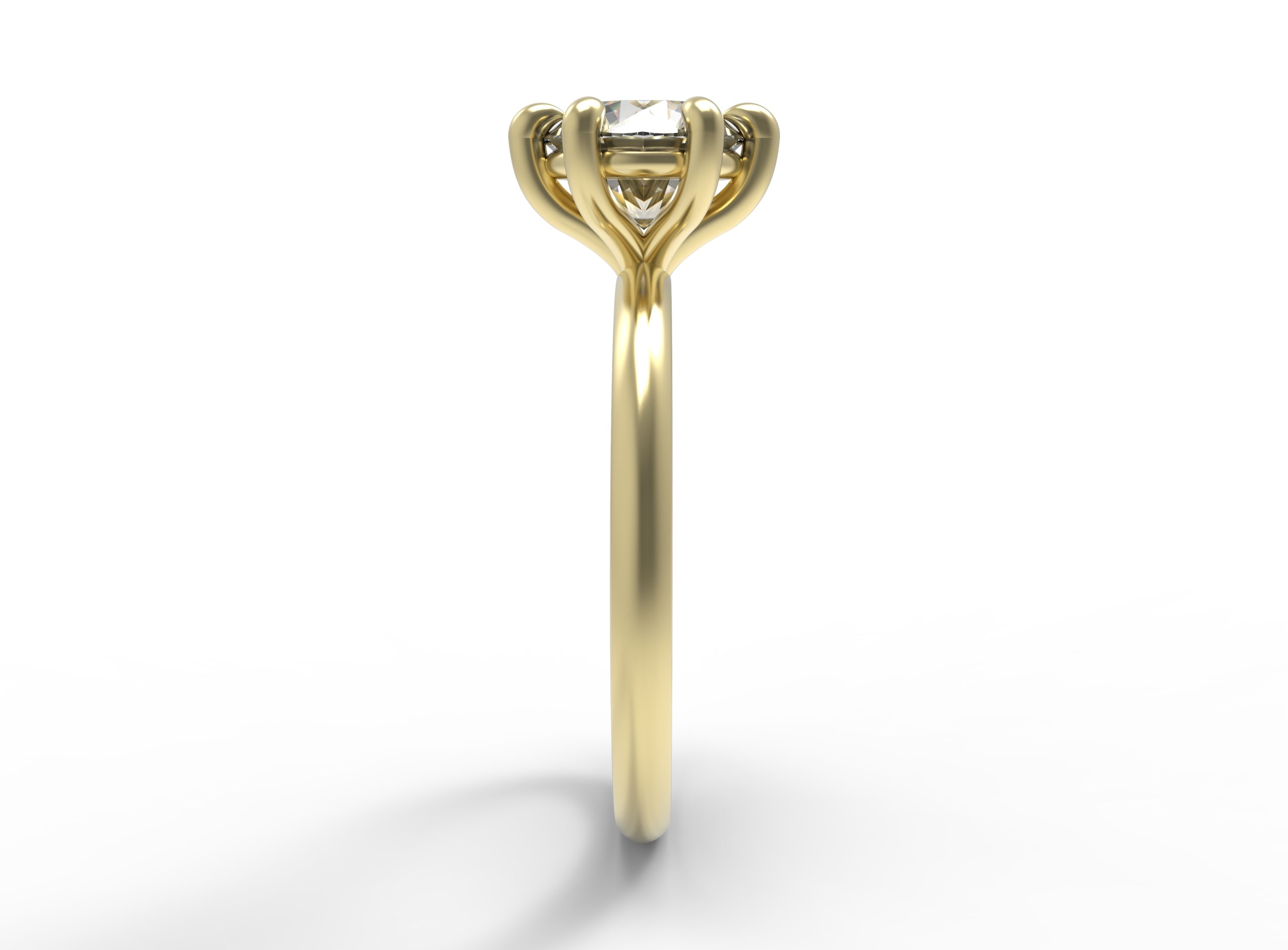Close up of the Classic Esther Engagement Ring in yellow gold by Fluid Jewellery 2