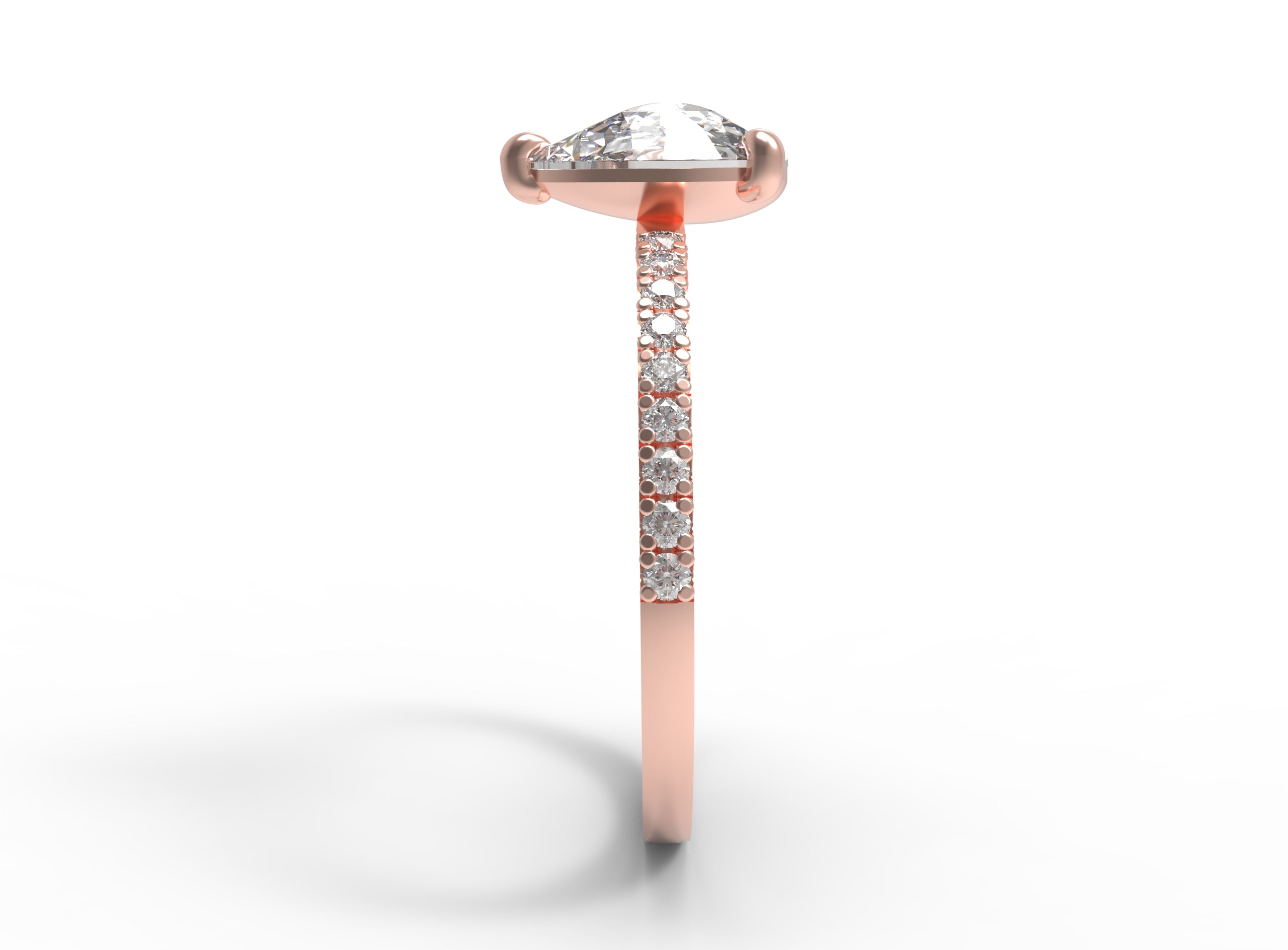 Close up of the Classic Ivy Engagement Ring in rose gold by Fluid Jewellery 2