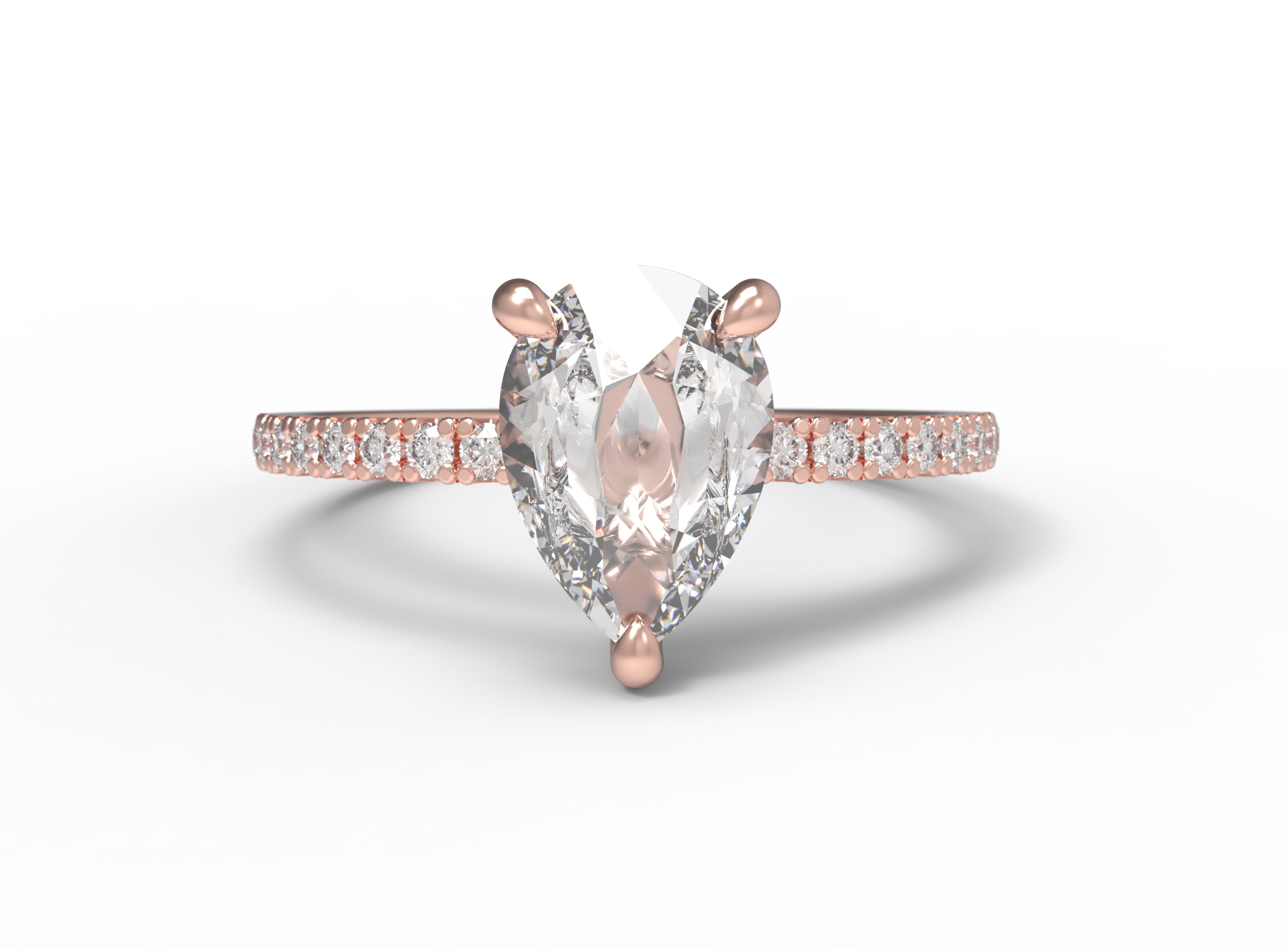Close up of the Classic Ivy Engagement Ring in rose gold by Fluid Jewellery