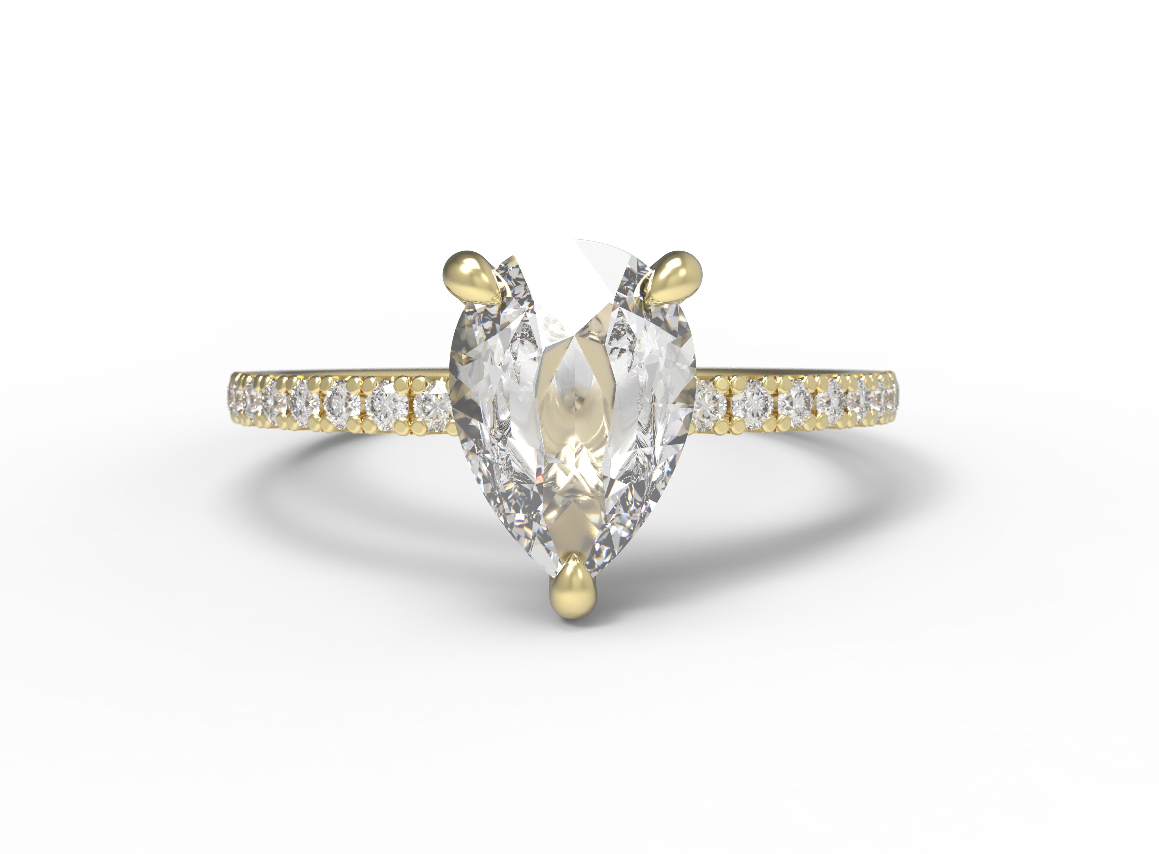 Close up of the Classic Ivy Engagement Ring in yellow gold by Fluid Jewellery