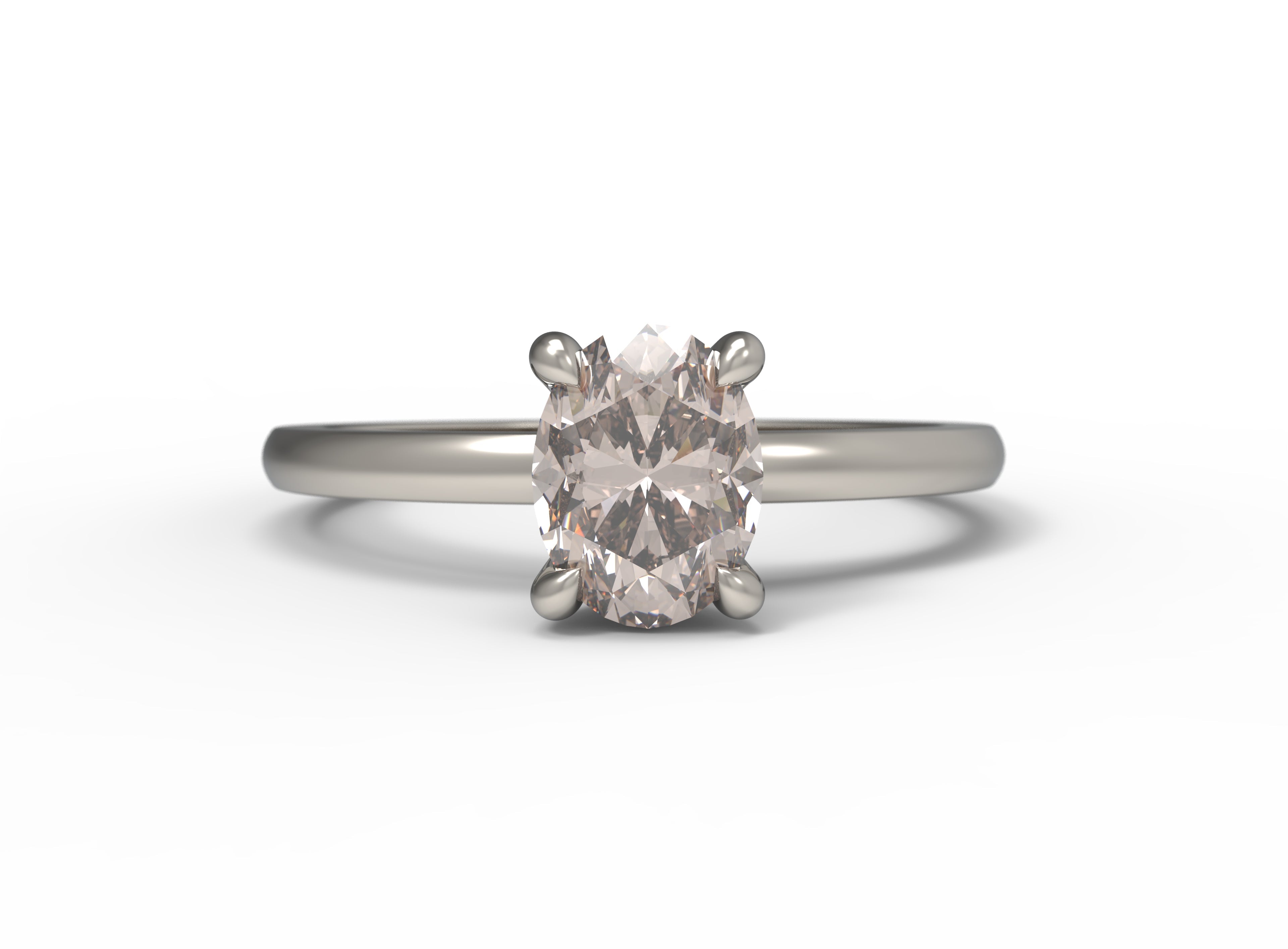 Close up of the Classic Kate Solitaire Engagement Ring in white gold by Fluid Jewellery