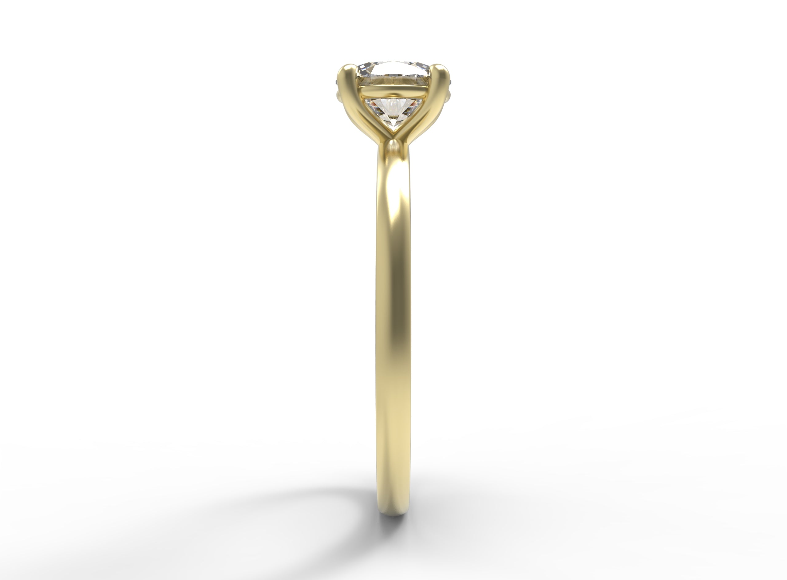 Close up of the Classic Kate Solitaire Engagement Ring in yellow gold by Fluid Jewellery 2