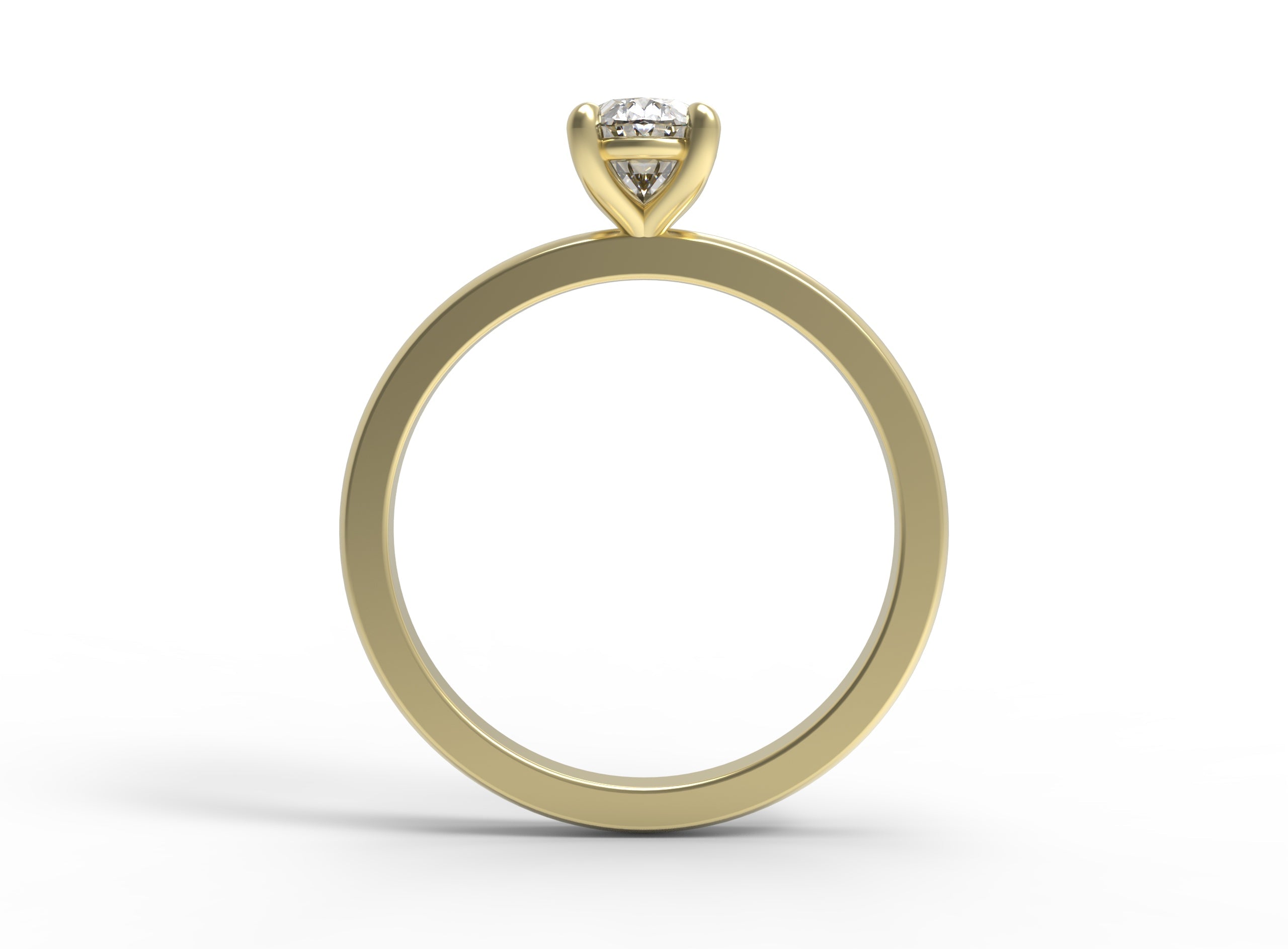 Close up of the Classic Kate Solitaire Engagement Ring in yellow gold by Fluid Jewellery 3
