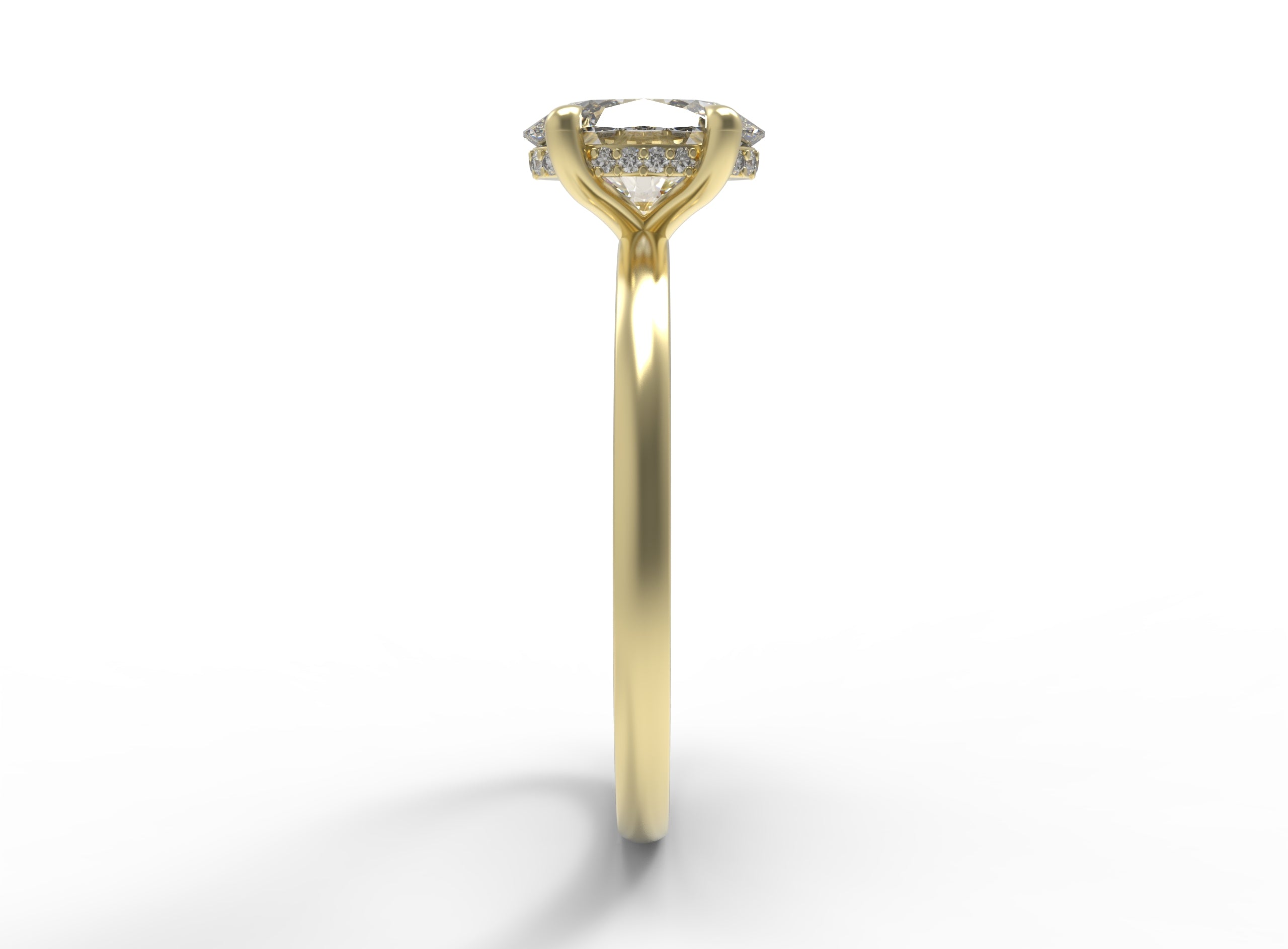 Close up of the Hidden Halo Love Nest Ring in yellow gold by Fluid Jewellery 2