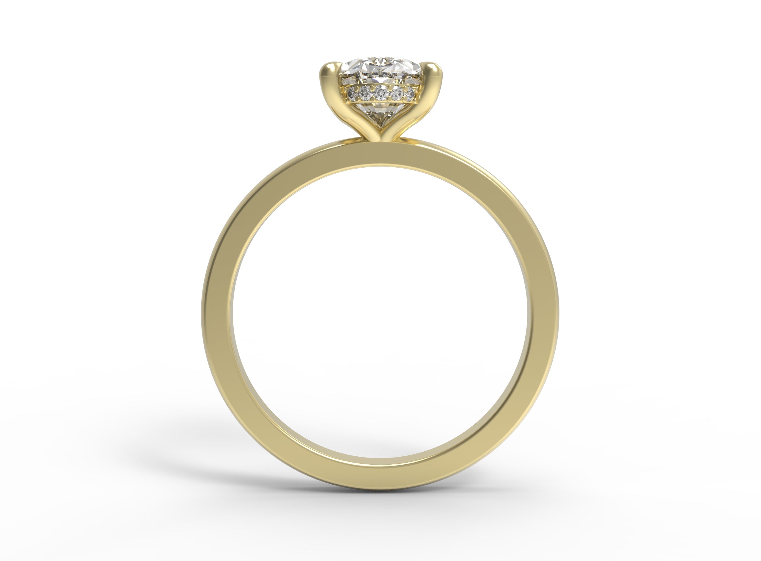 Close up of the Hidden Halo Love Nest Ring in yellow gold by Fluid Jewellery 3