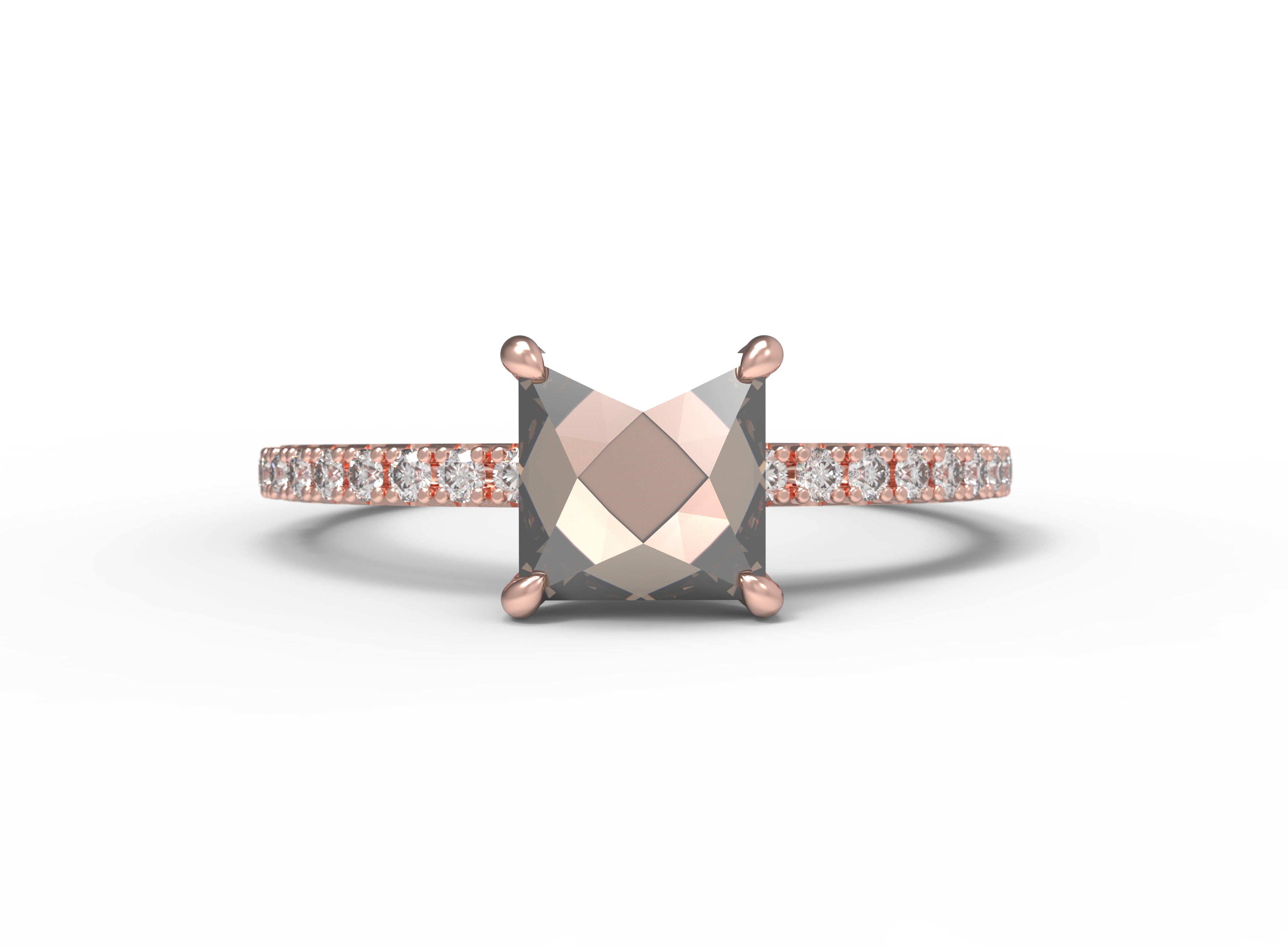 Close up of the Accented Olivia Solitaire Engagement Ring in rose gold