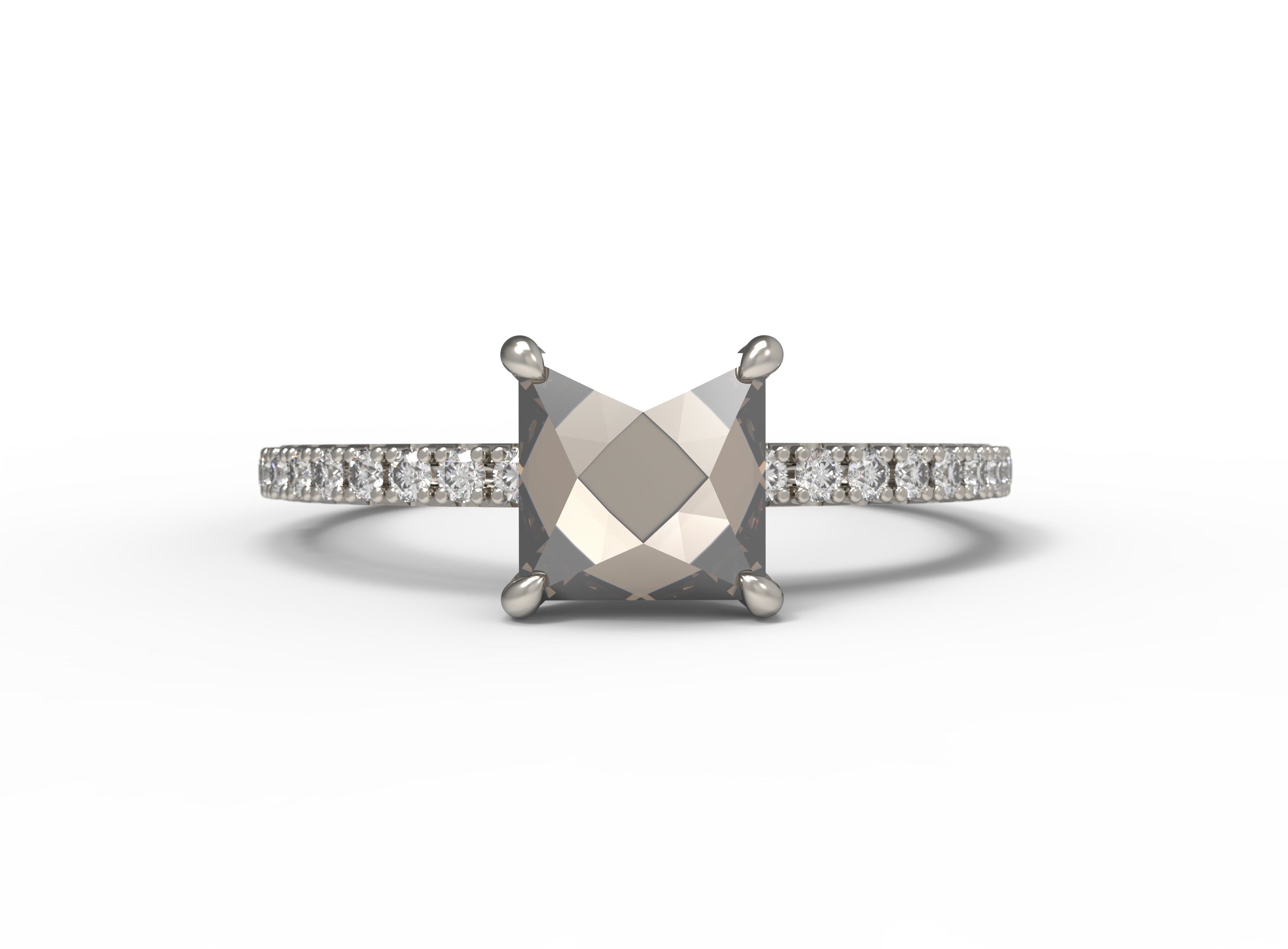 Close up of the Accented Olivia Solitaire Engagement Ring in white gold