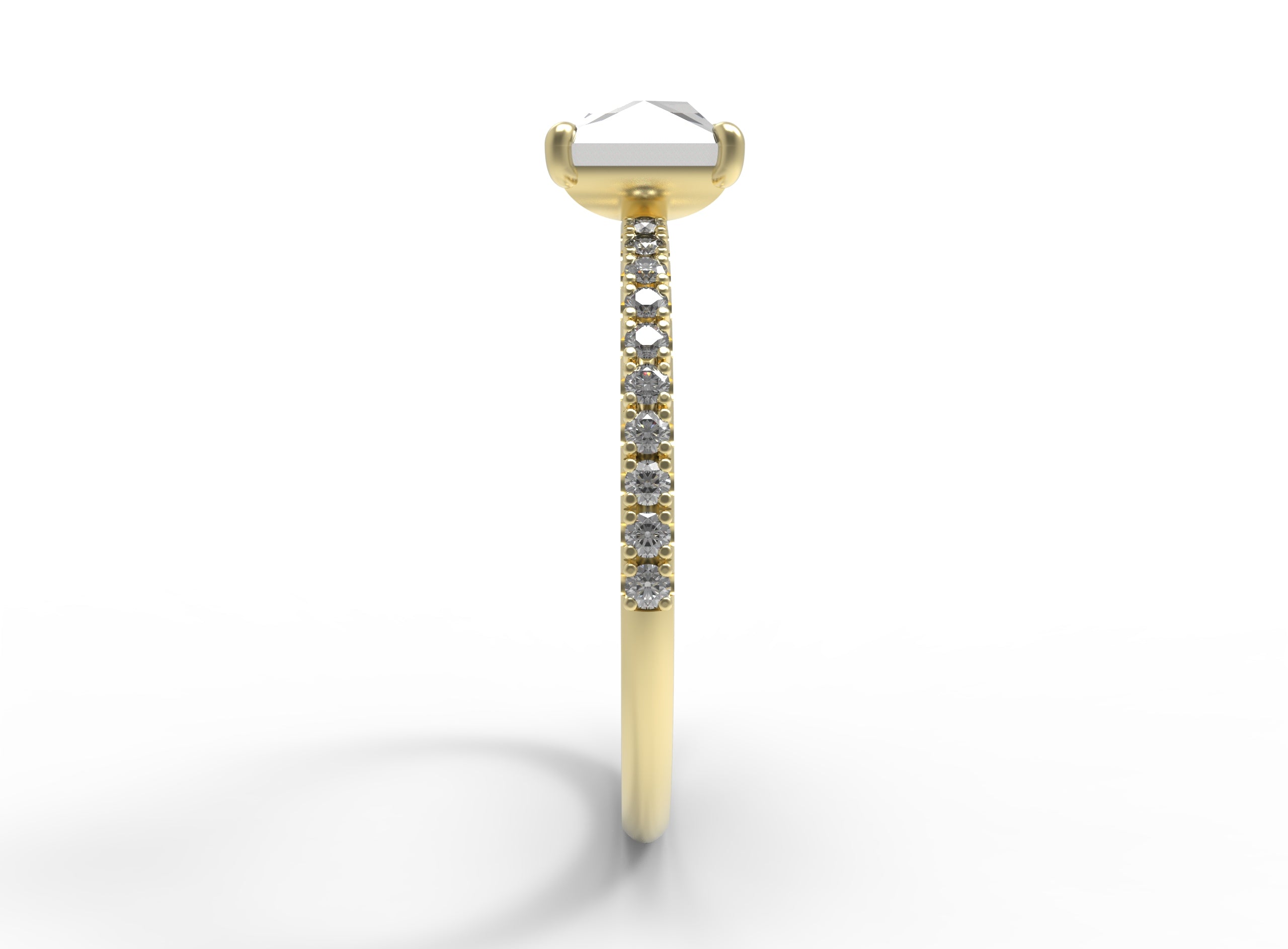 Close up of the Accented Olivia Solitaire Engagement Ring in yellow gold