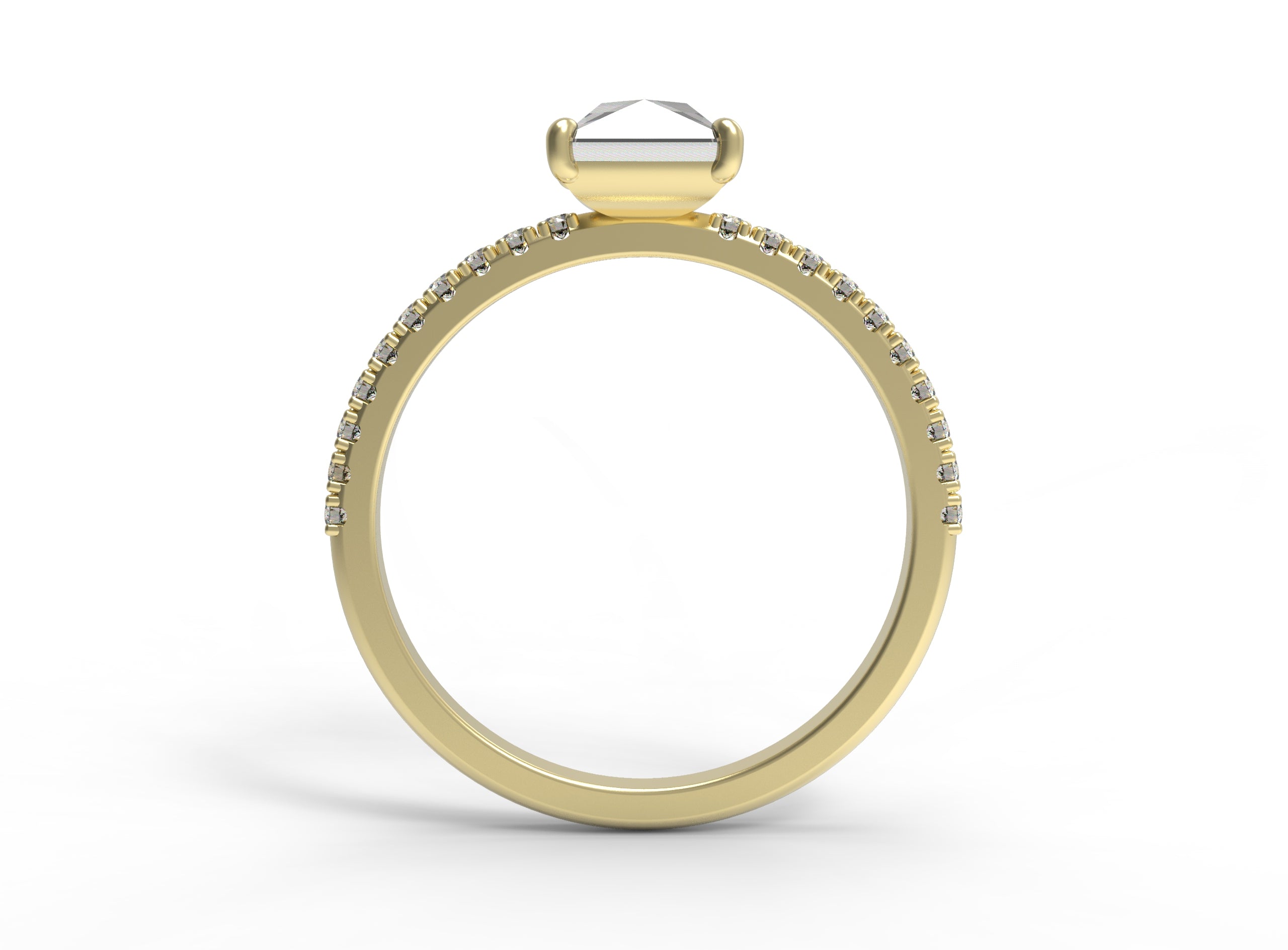 Close up of the Accented Olivia Solitaire Engagement Ring in yellow gold 2