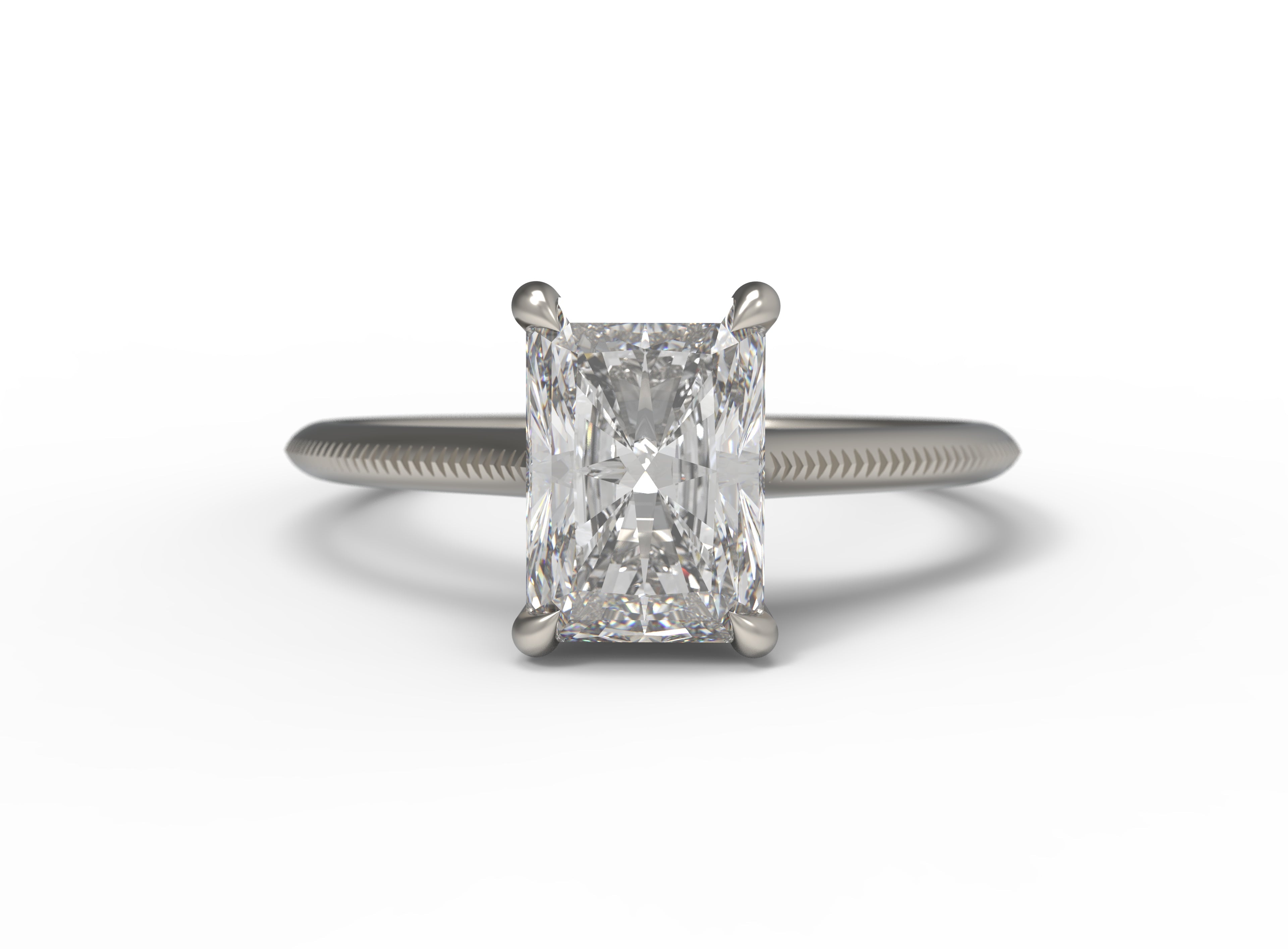 Close up of the Cathedral Sage Solitaire Engagement Ring in white gold by Fluid Jewellery