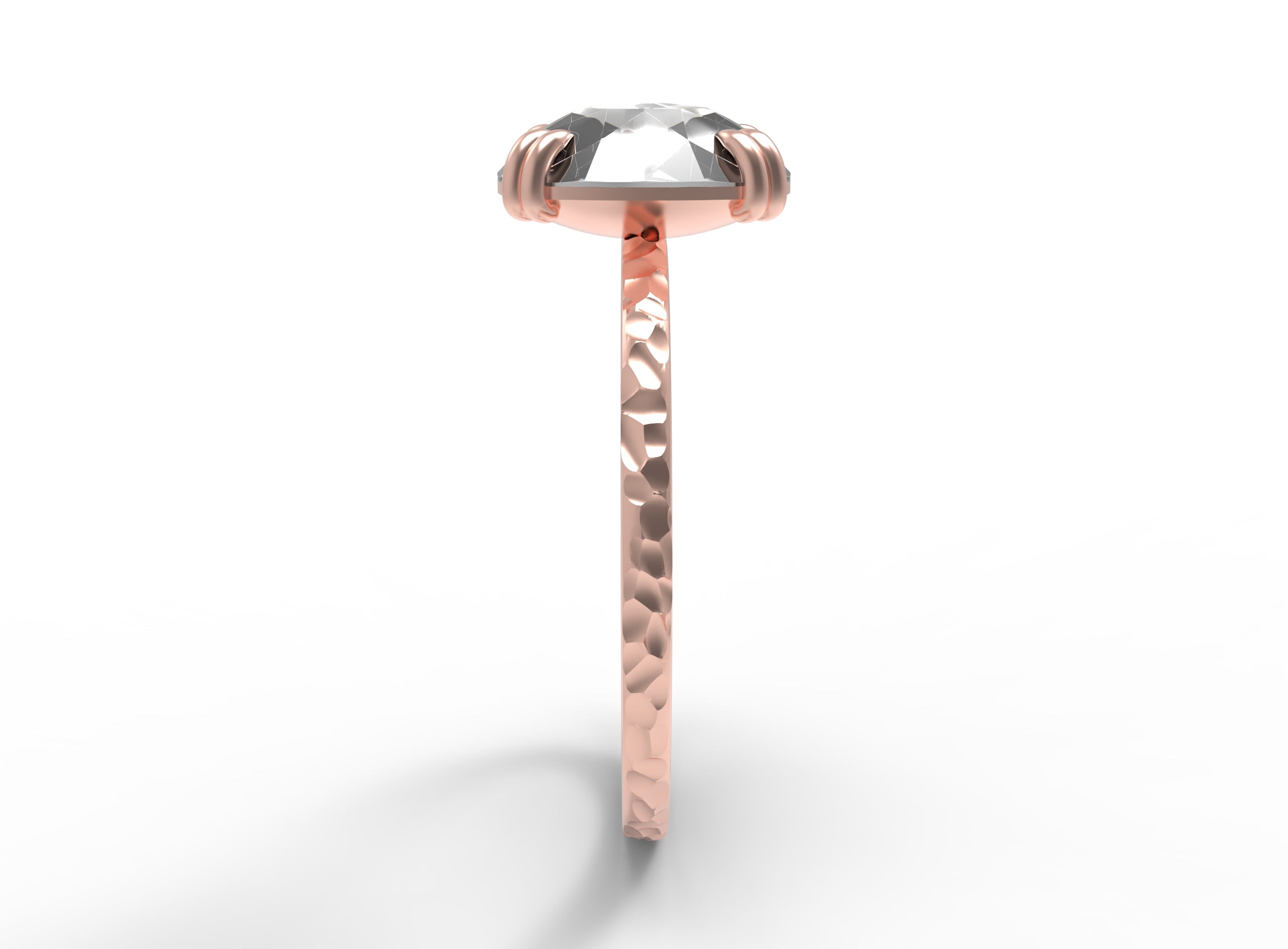 Close up view of the  Classic Talon Solitaire Engagement Ring in rose gold 2