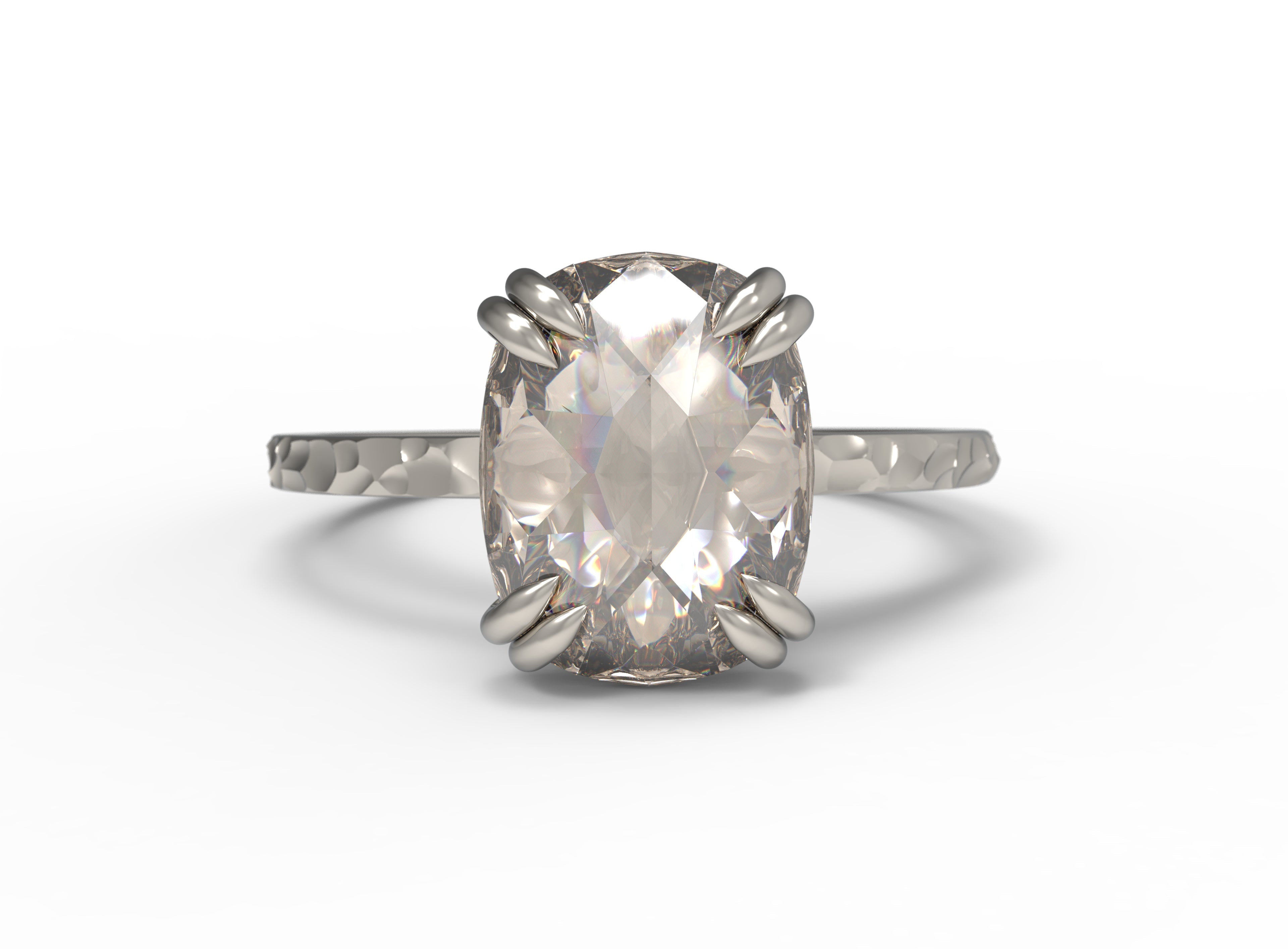 Close up view of the  Classic Talon Solitaire Engagement Ring in white gold
