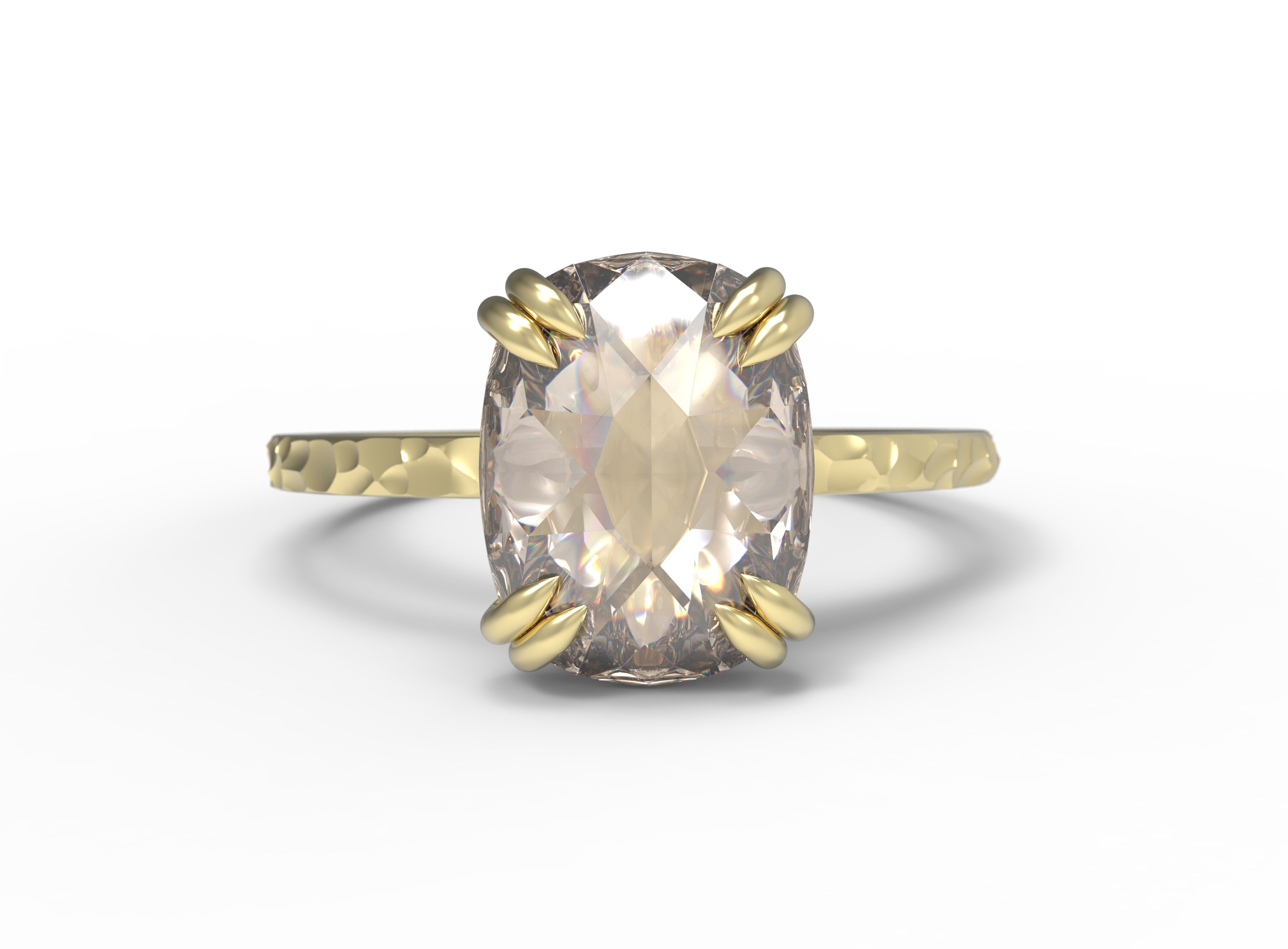 Close up view of the  Classic Talon Solitaire Engagement Ring in yellow gold