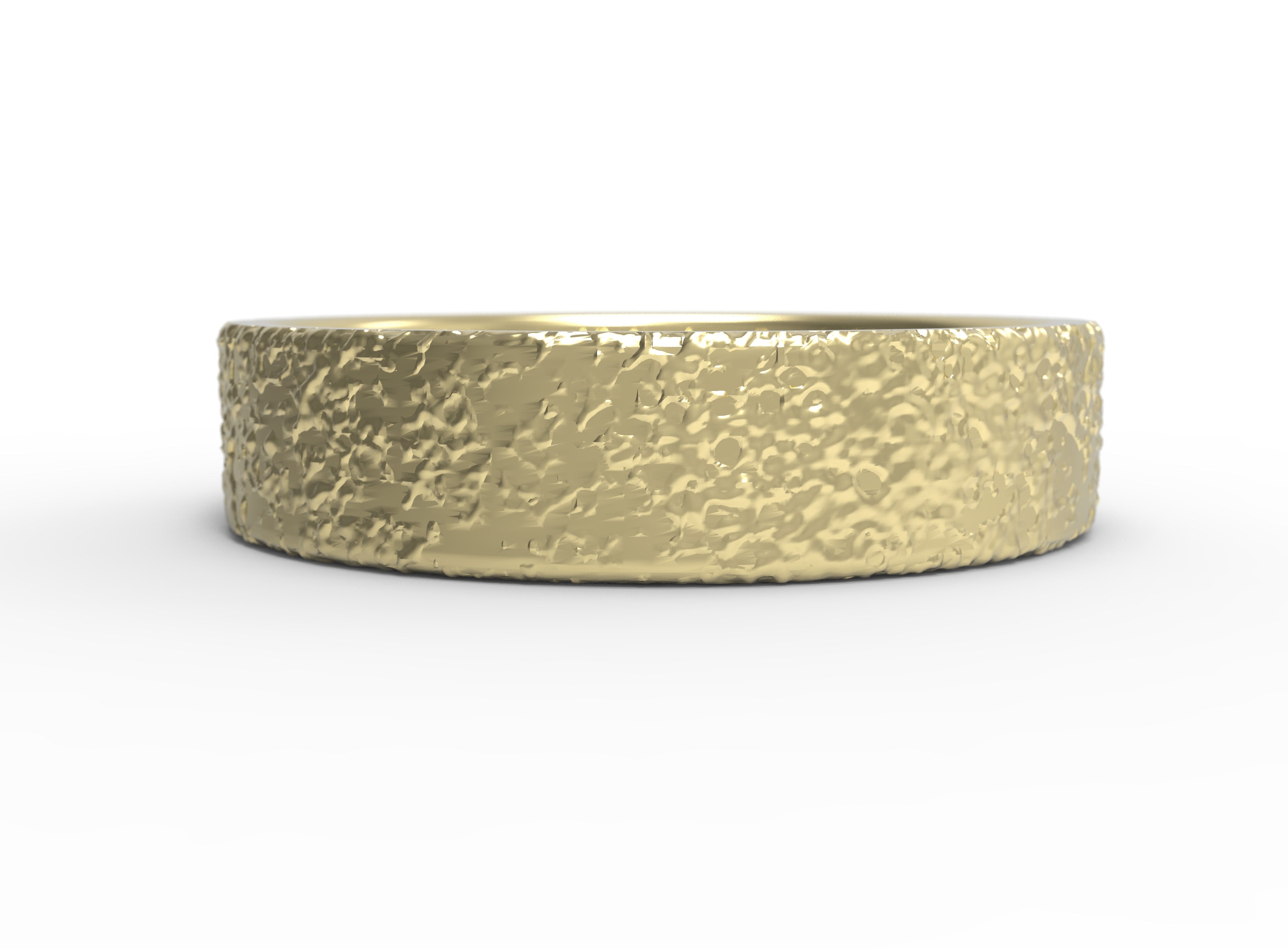 Side close up of the mens Arena wedding band in yellow gold 4