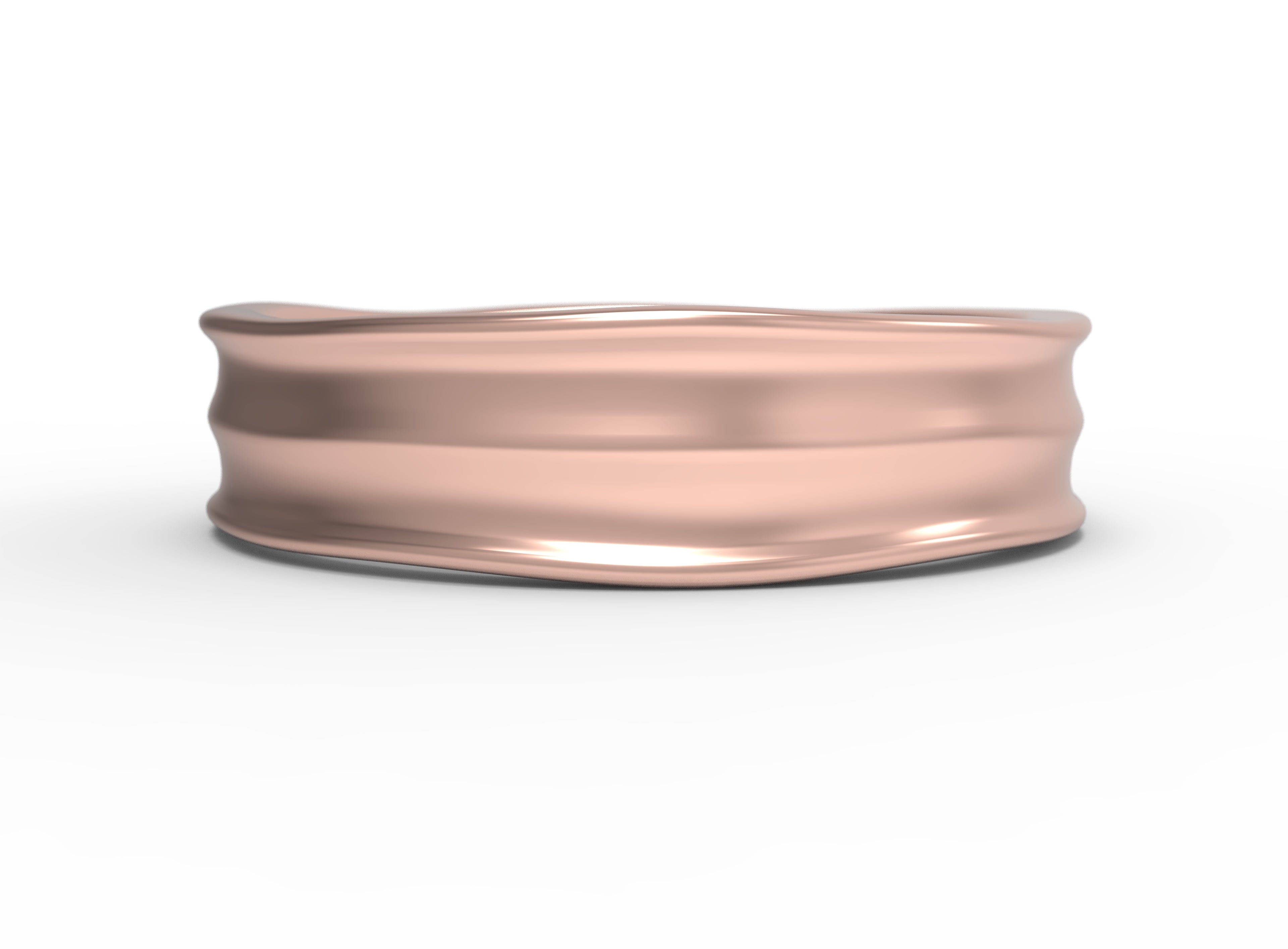 Close up of the mens Groove wedding band in rose gold