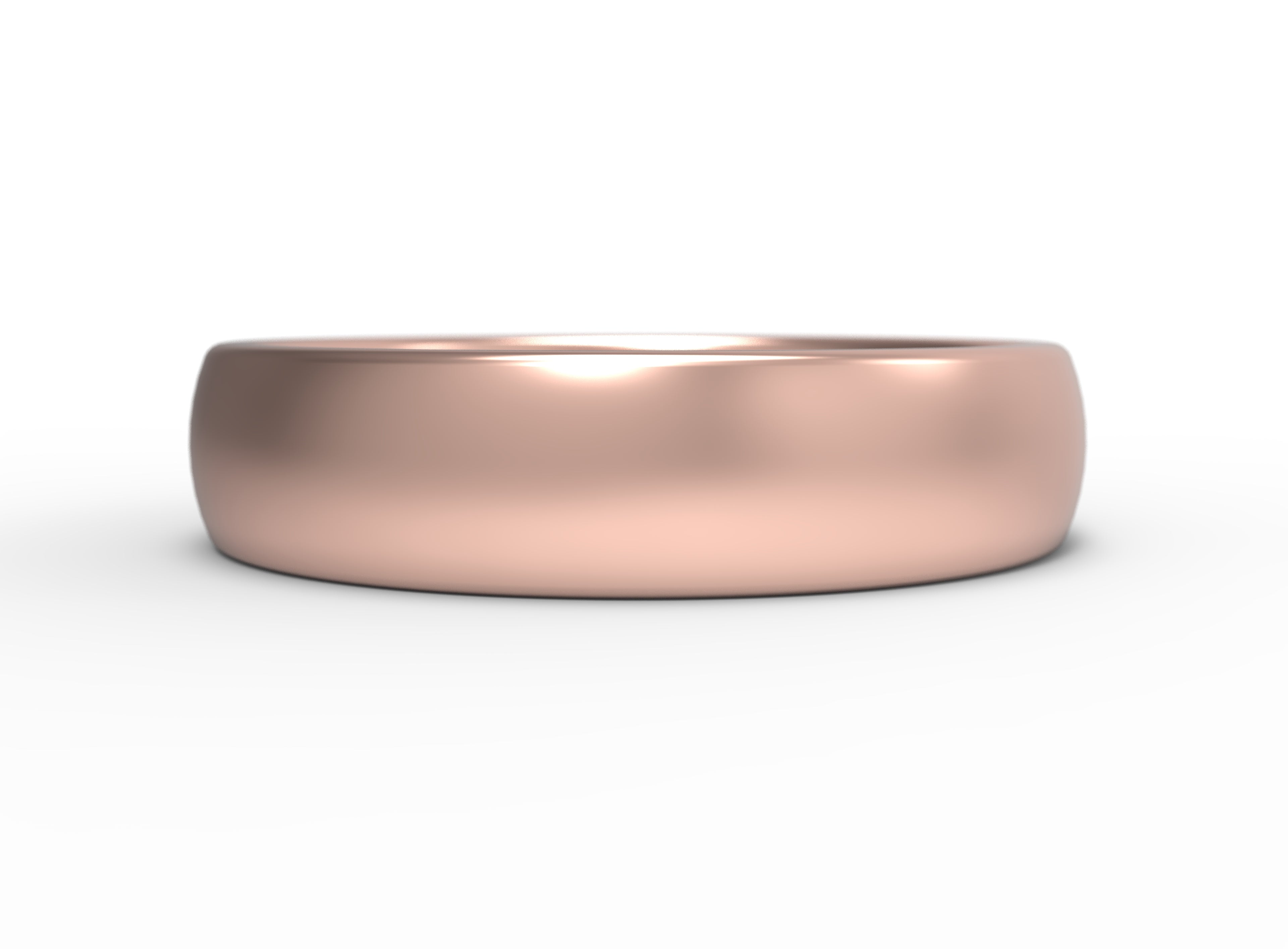 Close up of the mens Half Round wedding band in rose gold