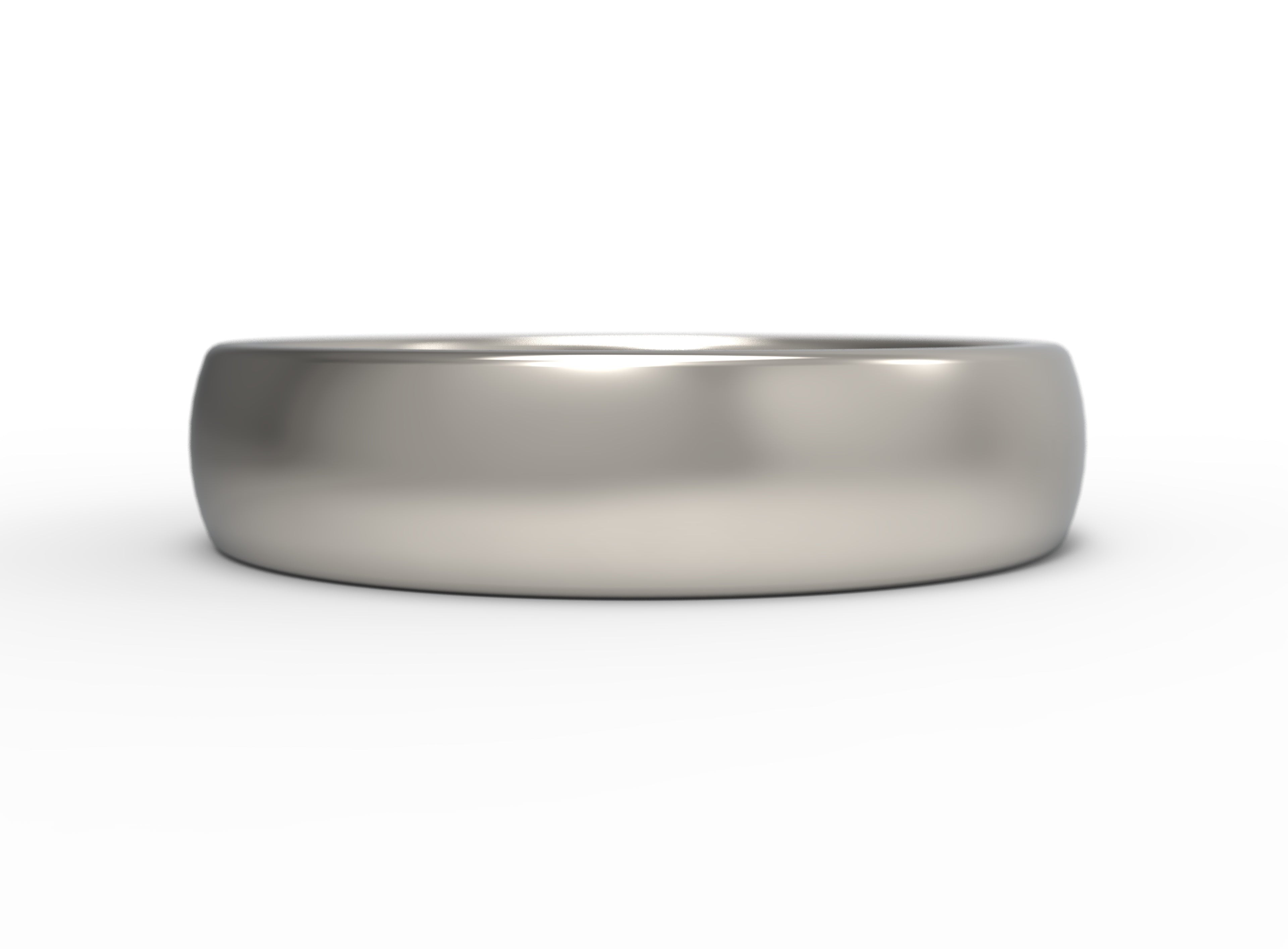 Close up of the mens Half Round wedding band in white gold
