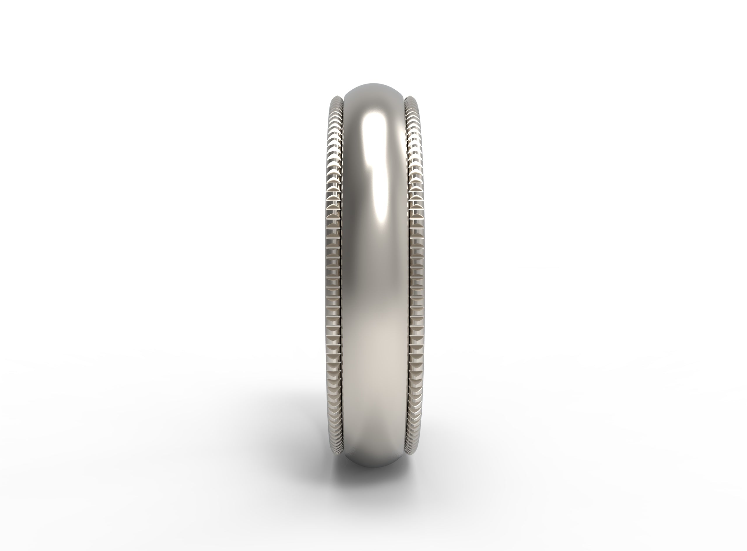 Close up of the mens Milgrain wedding band in white gold 2