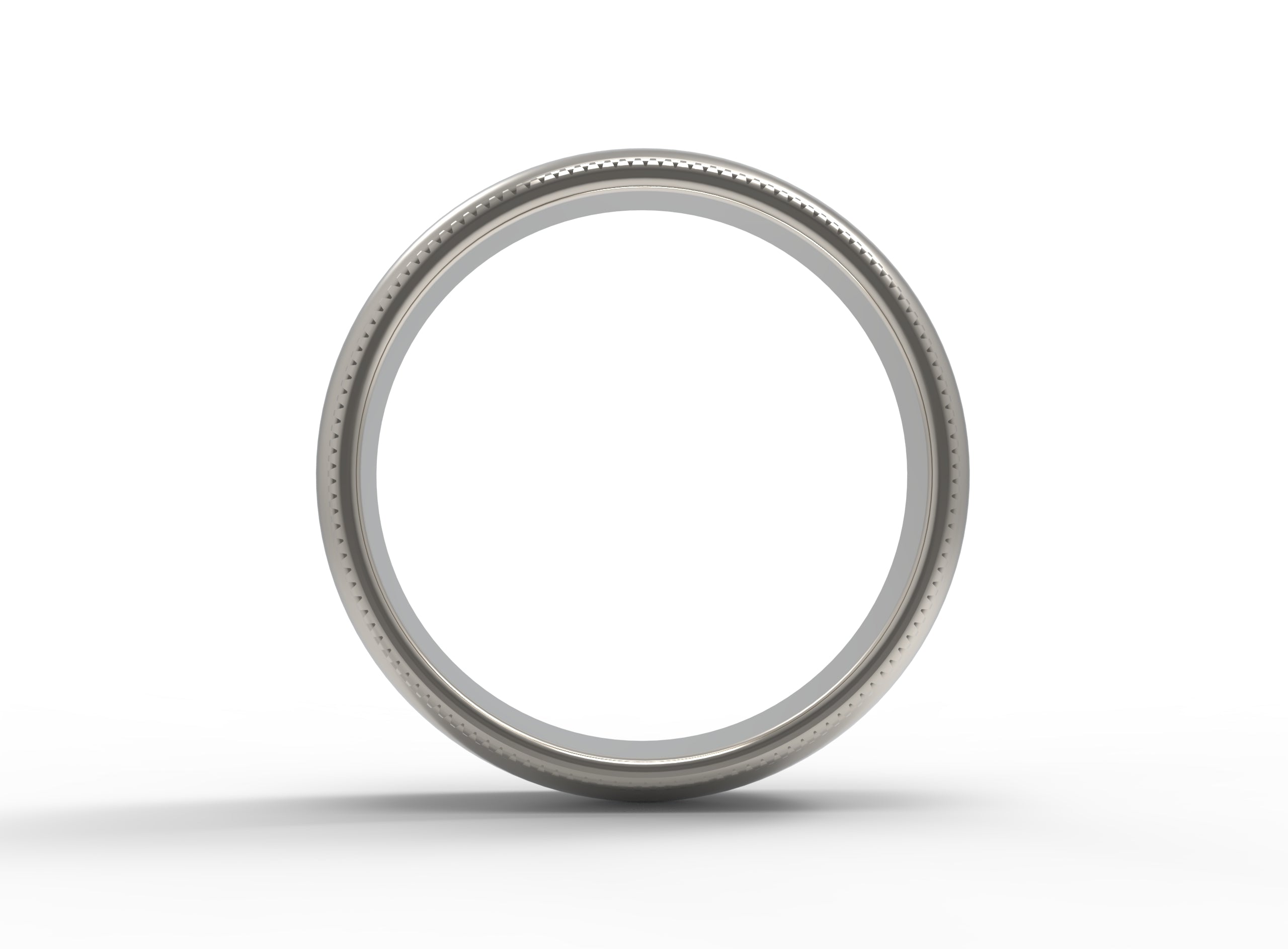 Close up of the mens Milgrain wedding band in white gold 3