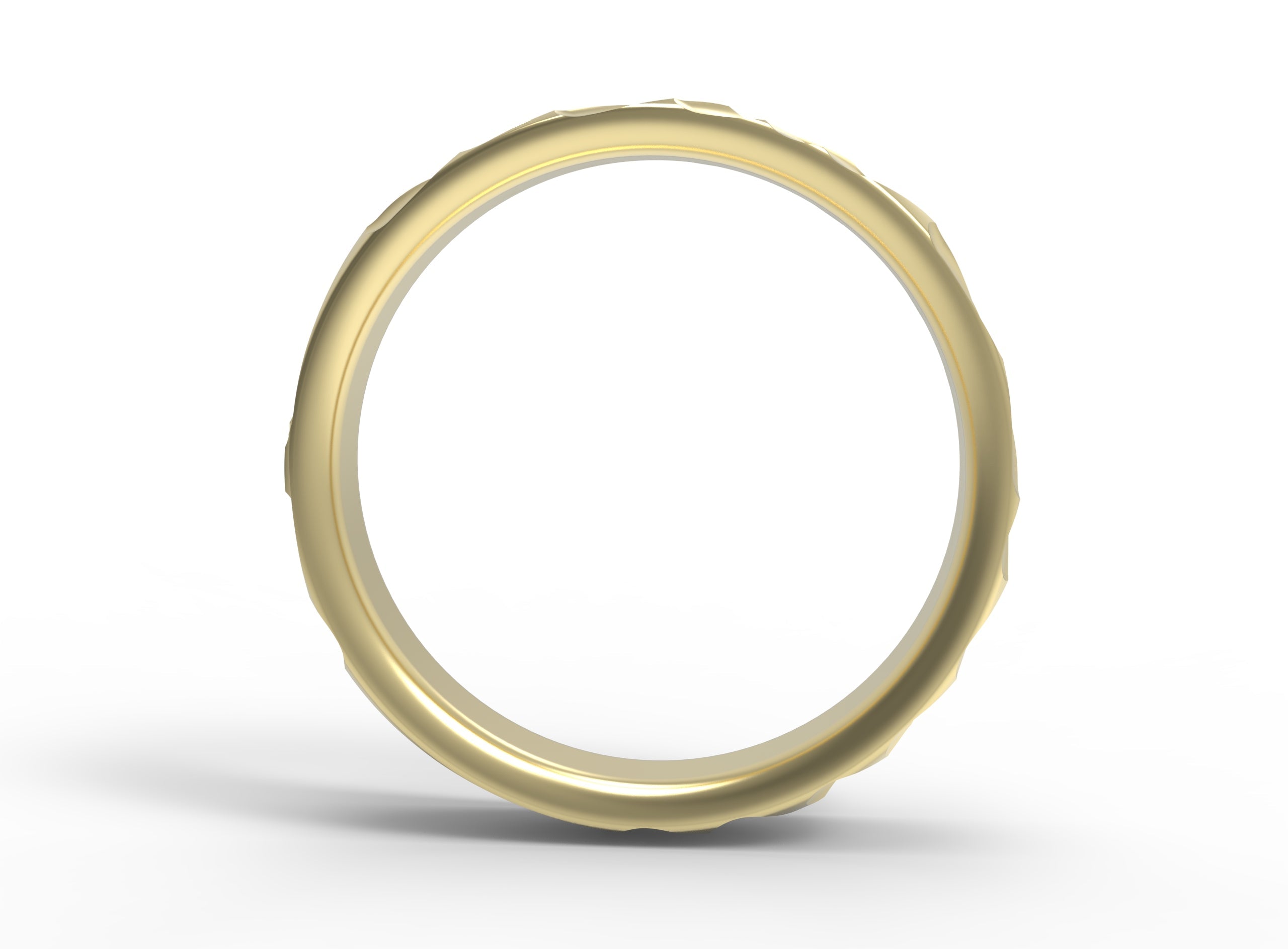 Close up of the mens Wave wedding band in yellow gold 3
