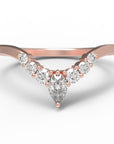 Close up of the Chevron Clara womens wedding band by Fluid Jewellery in rose gold