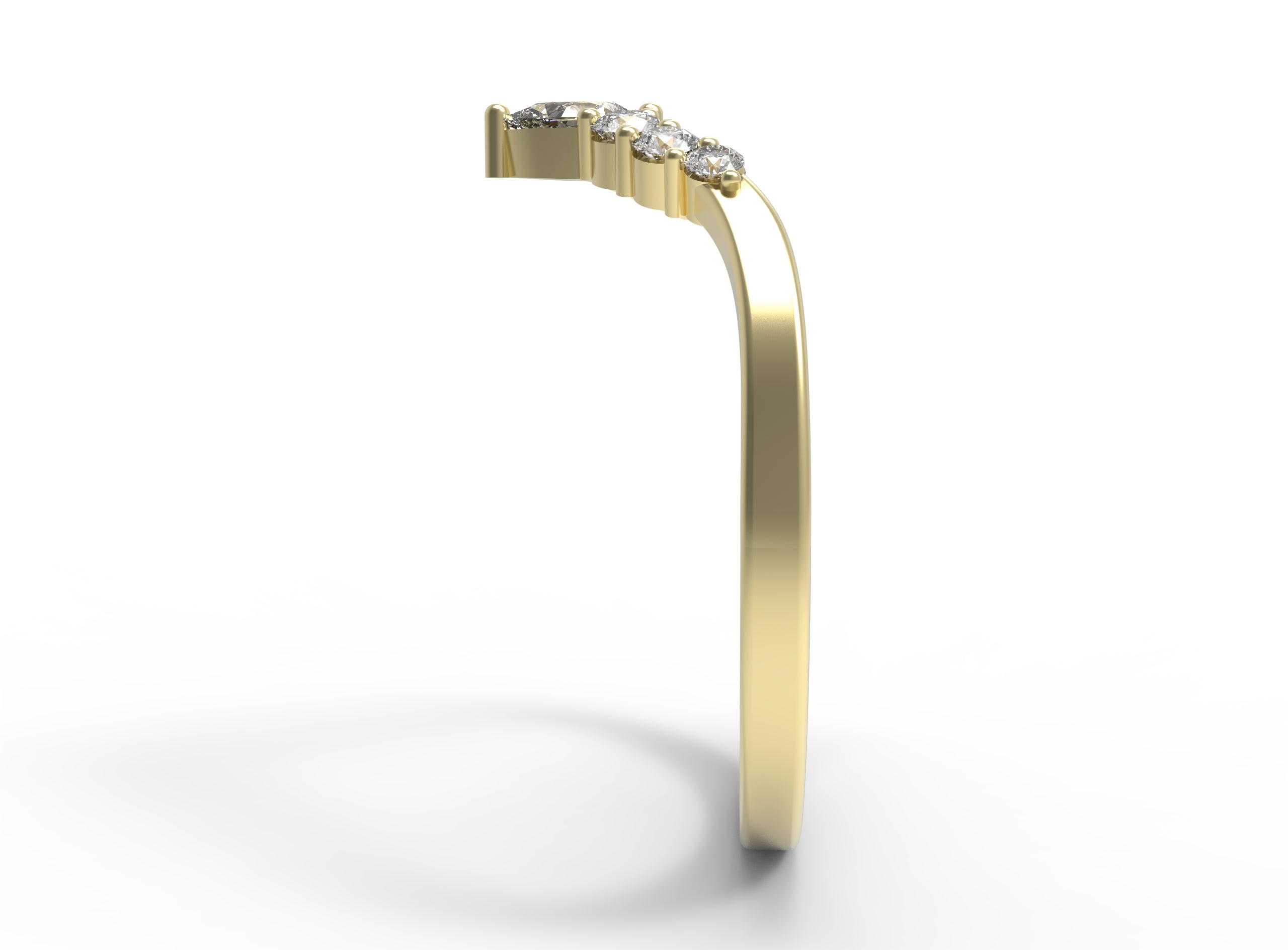 Close up of the Chevron Clara womens wedding band by Fluid Jewellery in yellow gold 3