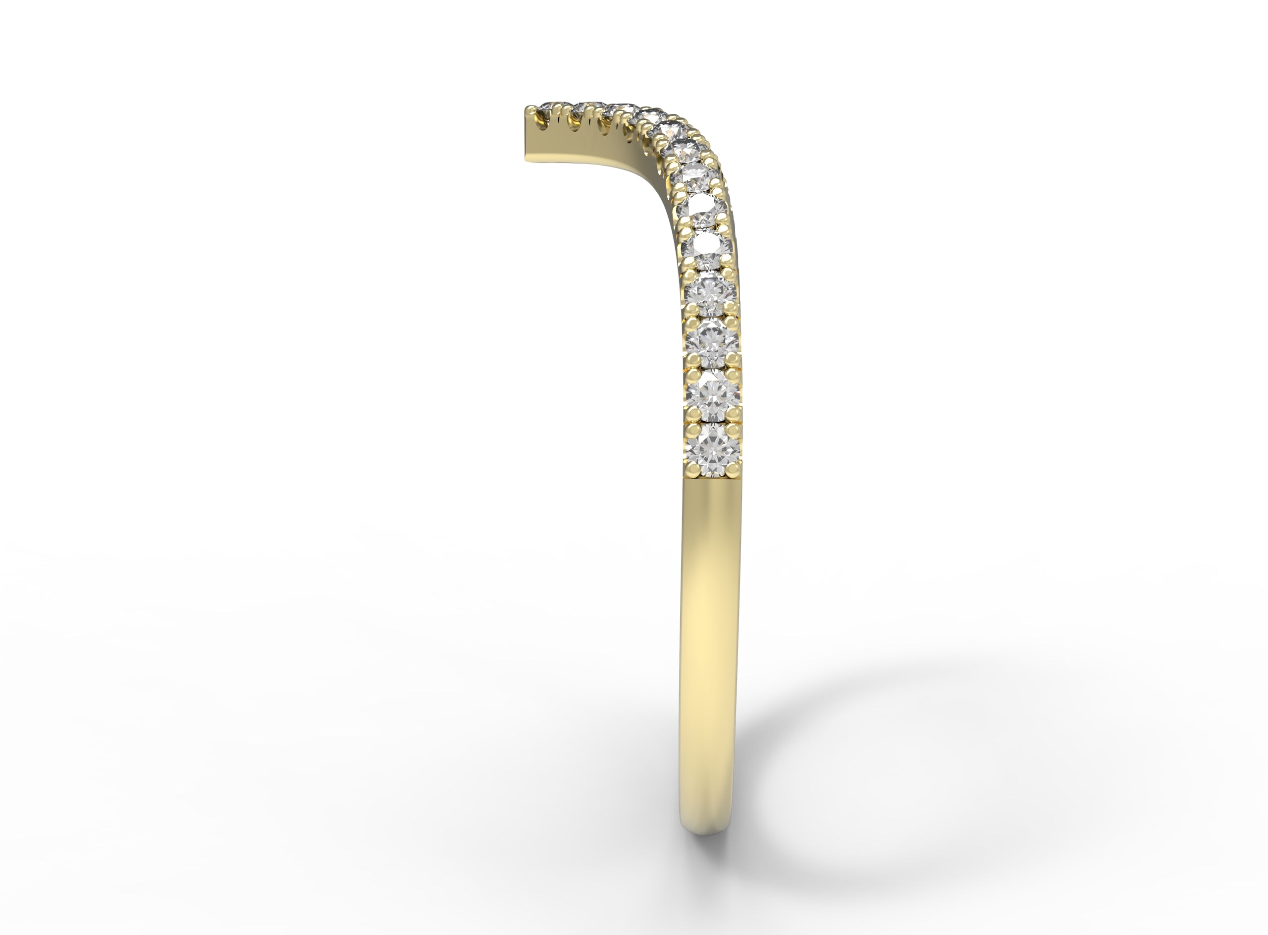 Close up of the Chevron Mia womens wedding band by Fluid Jewellery in yellow gold 2