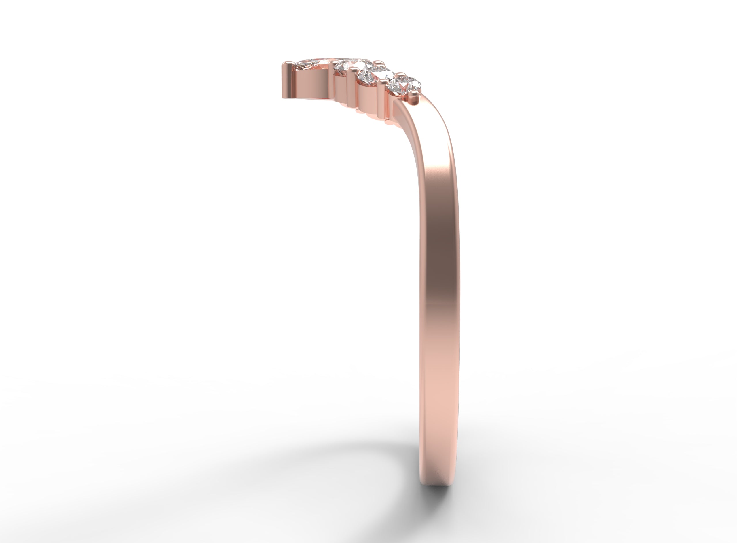 Close up of the Chevron Penelope womens wedding band by Fluid Jewellery in rose gold  2