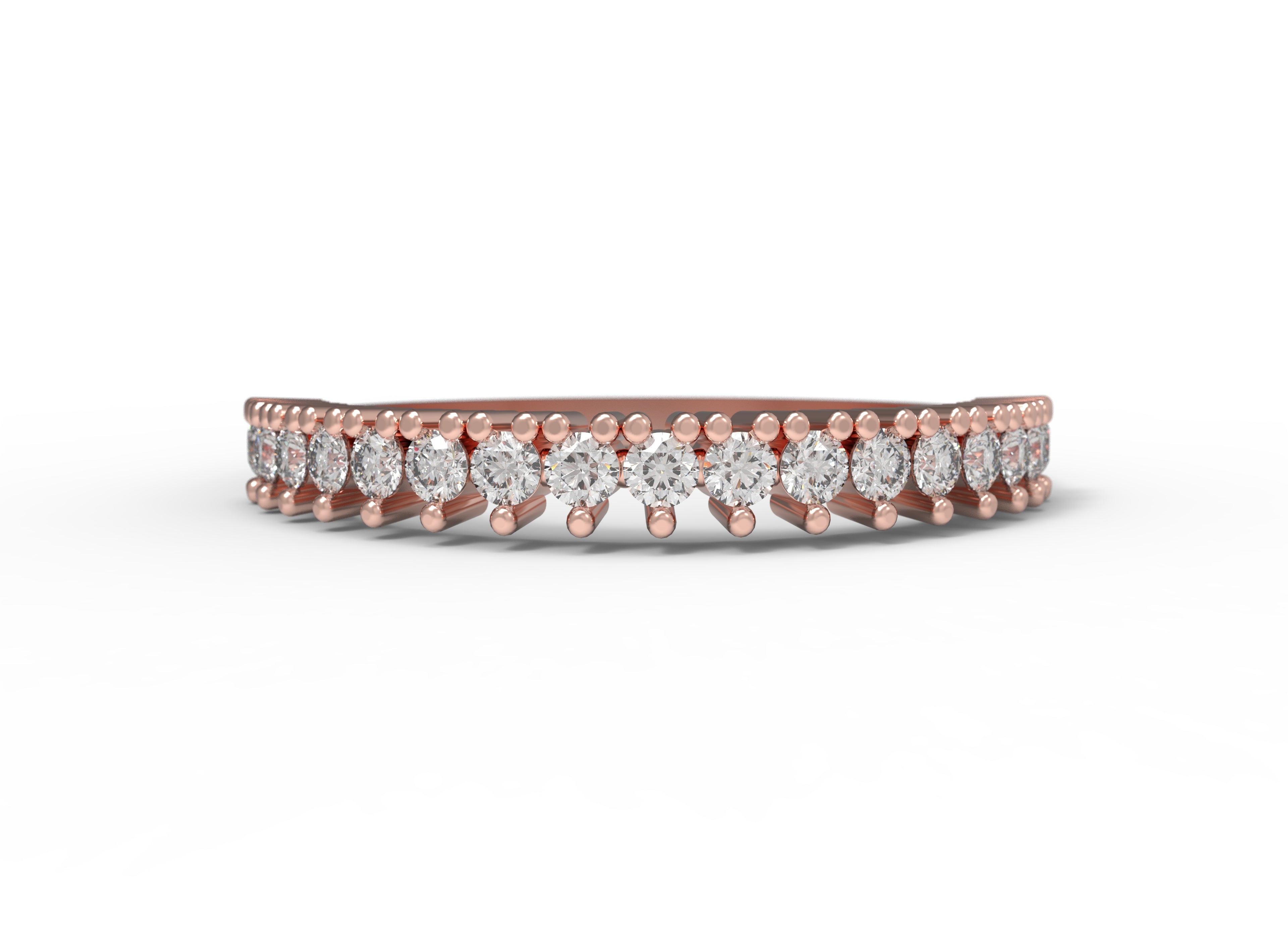 Close up of the Classic Annalise womens wedding band by Fluid Jewellery in rose gold
