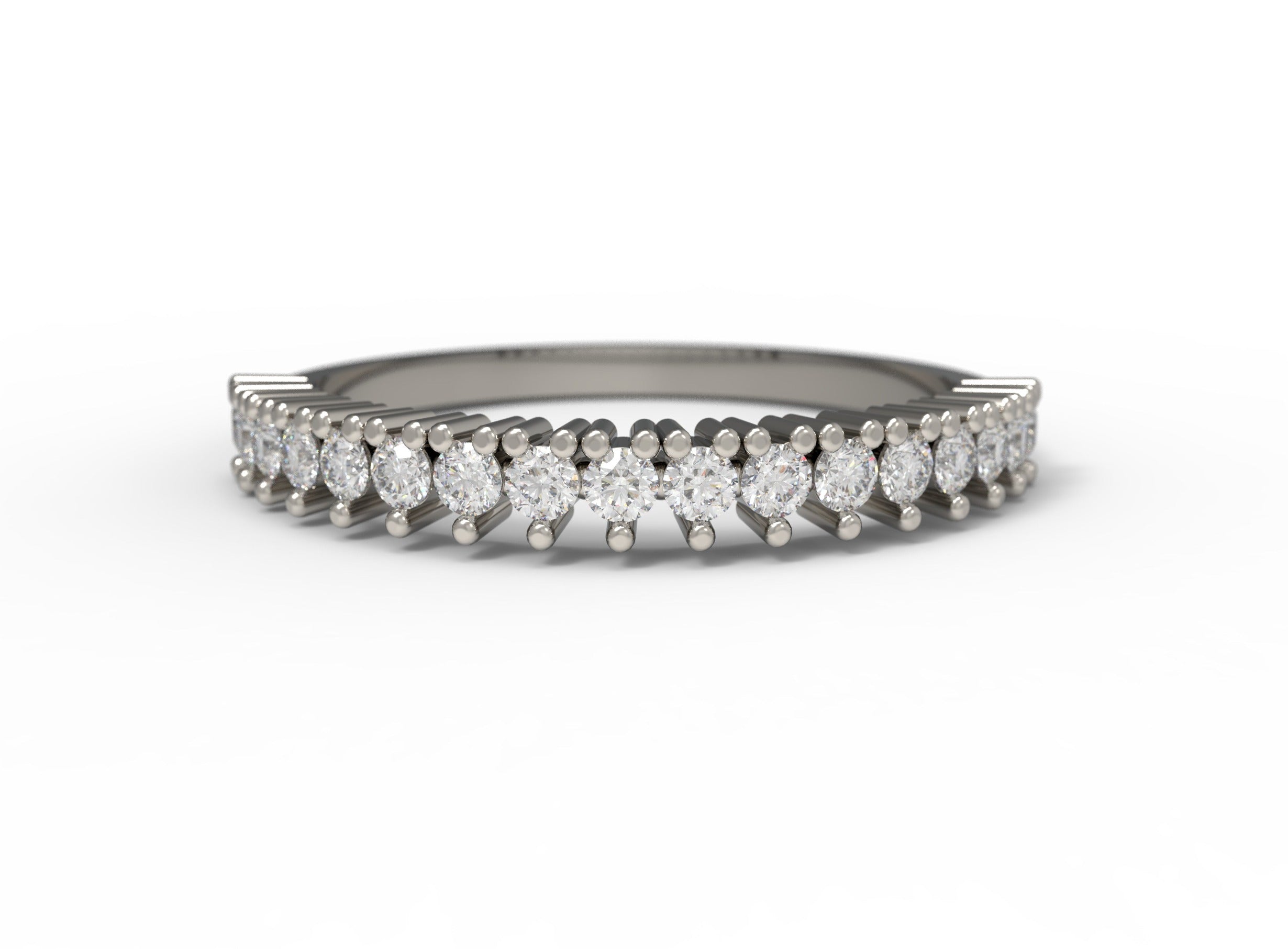 Close up of the Classic Annalise womens wedding band by Fluid Jewellery in white gold