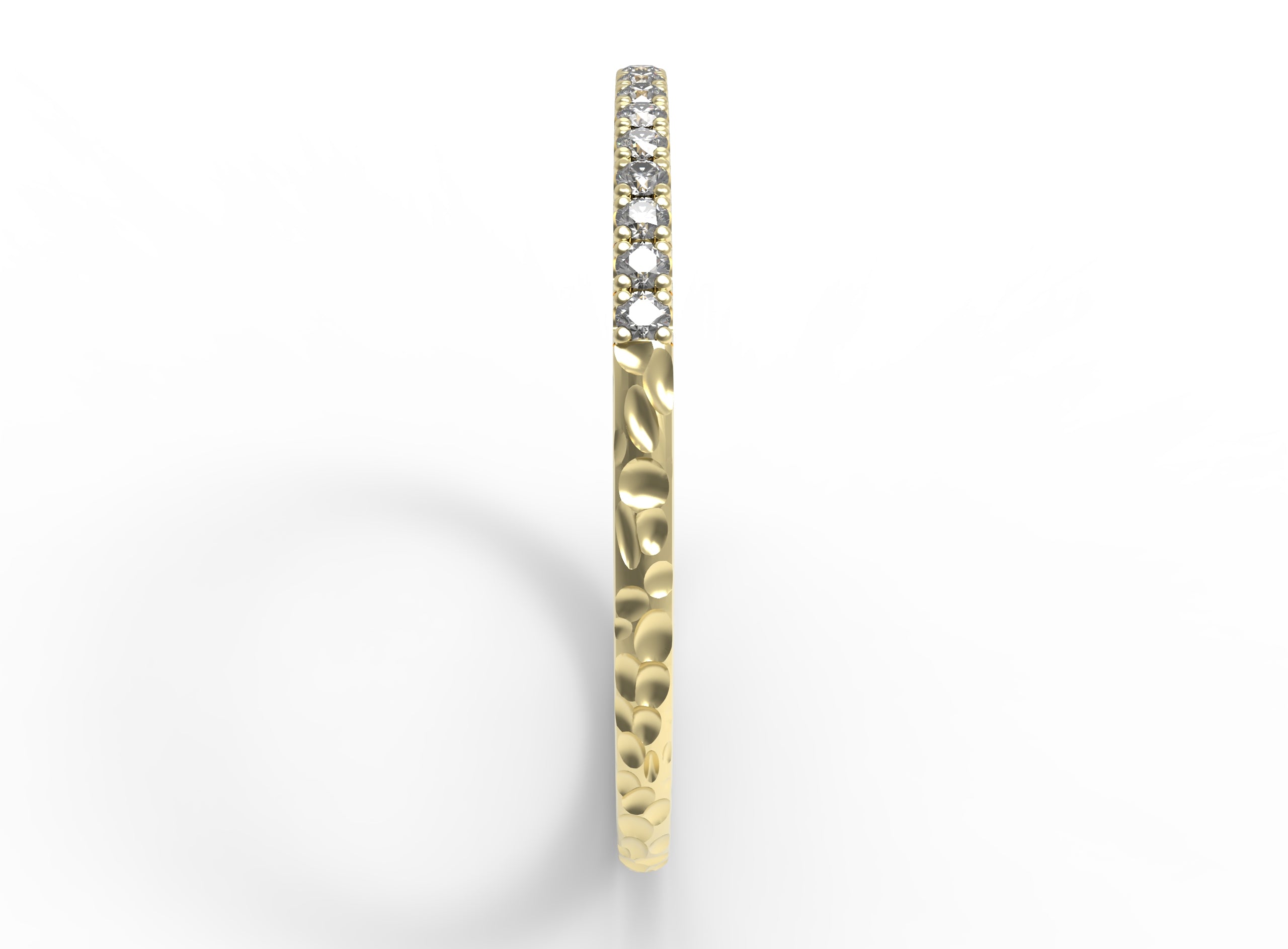Close up of the Pave Ava womens wedding band by Fluid Jewellery in yellow gold 2