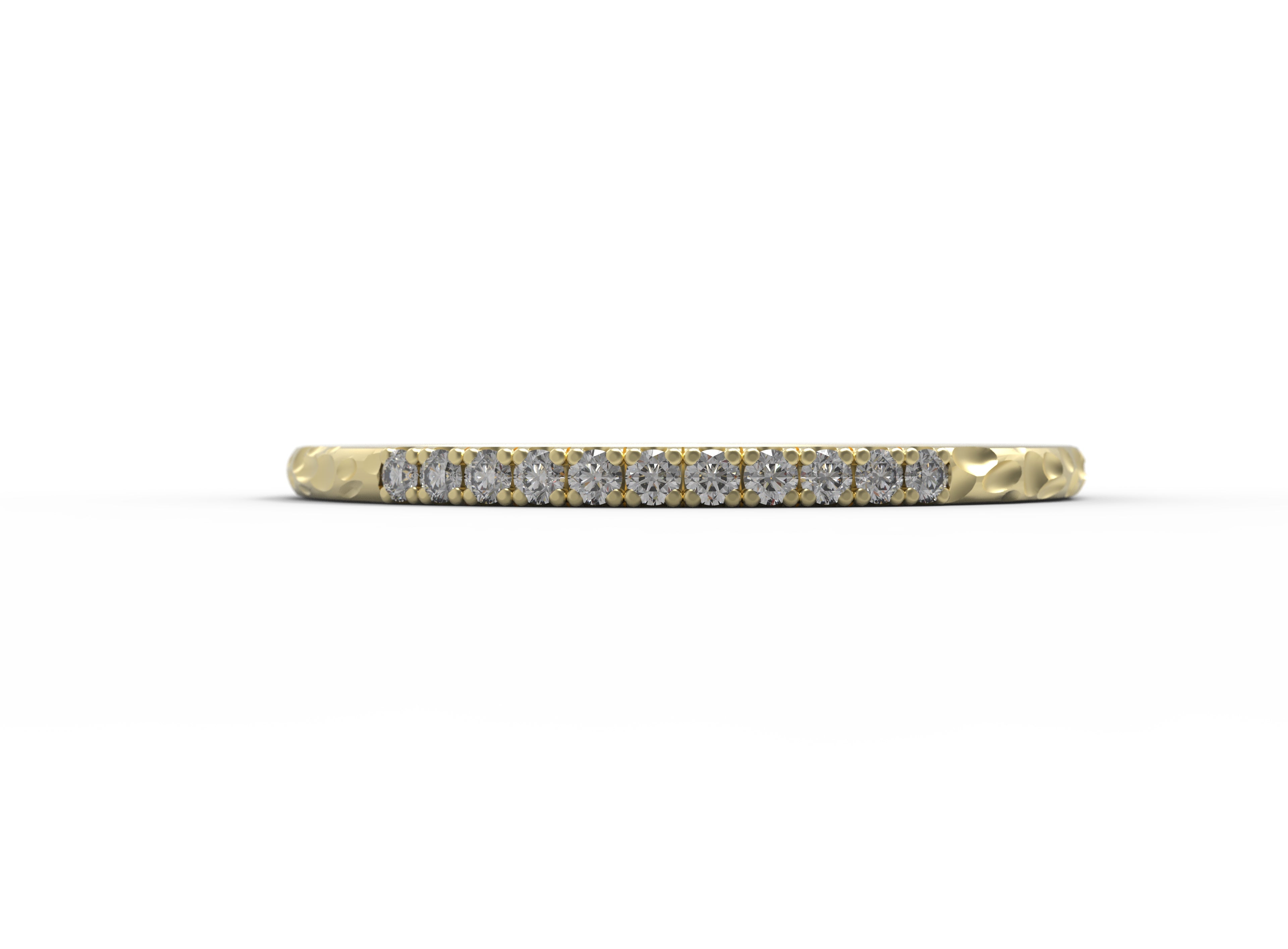 Close up of the Pave Ava womens wedding band by Fluid Jewellery in yellow gold