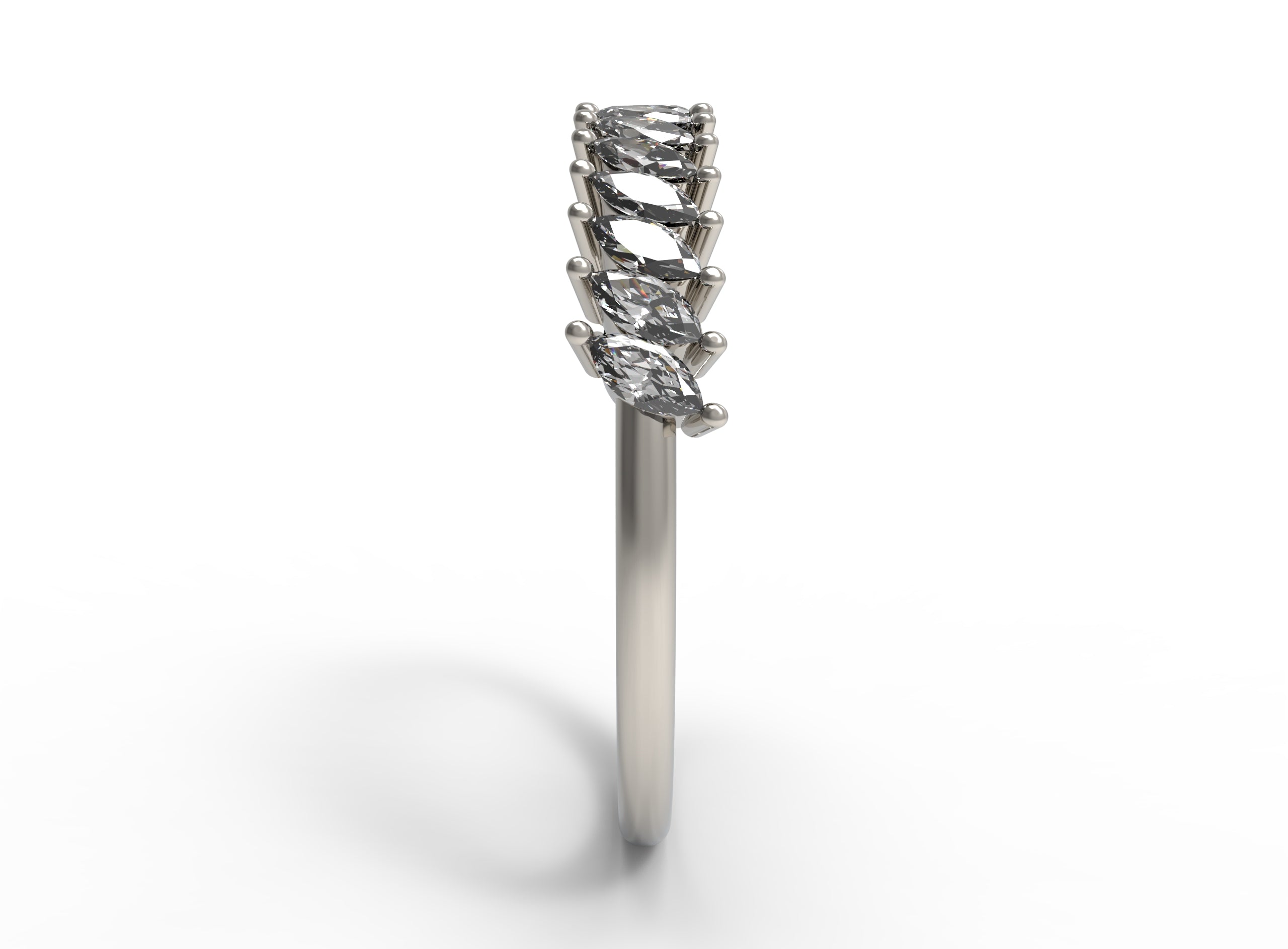 Close up of the classin Evelyn womens wedding band by Fluid Jewellery in white gold 2