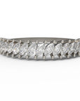 Close up of the classin Evelyn womens wedding band by Fluid Jewellery in white gold