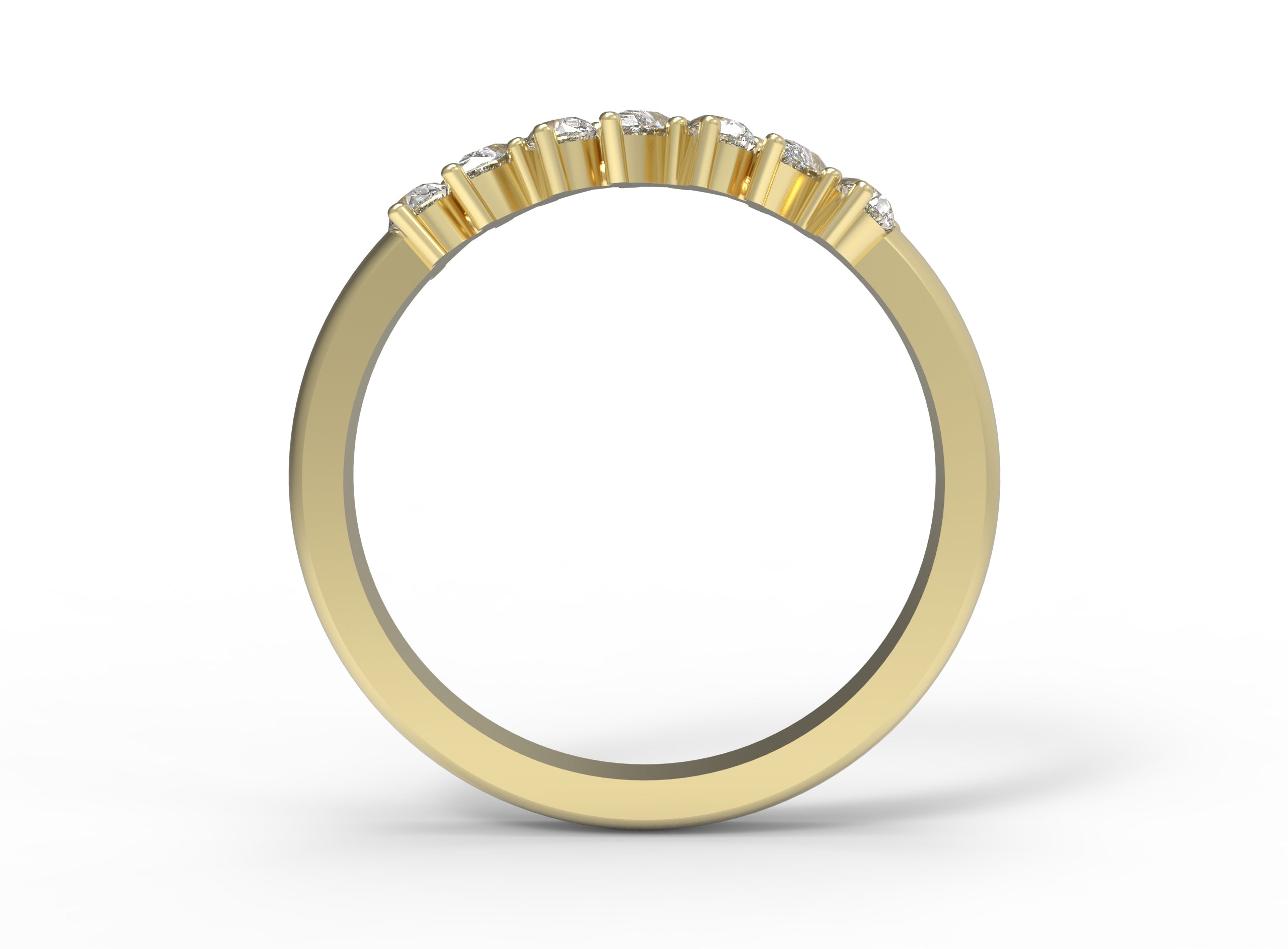 Close up of thecluster Maeve womens wedding band by Fluid Jewellery in yellow gold 3