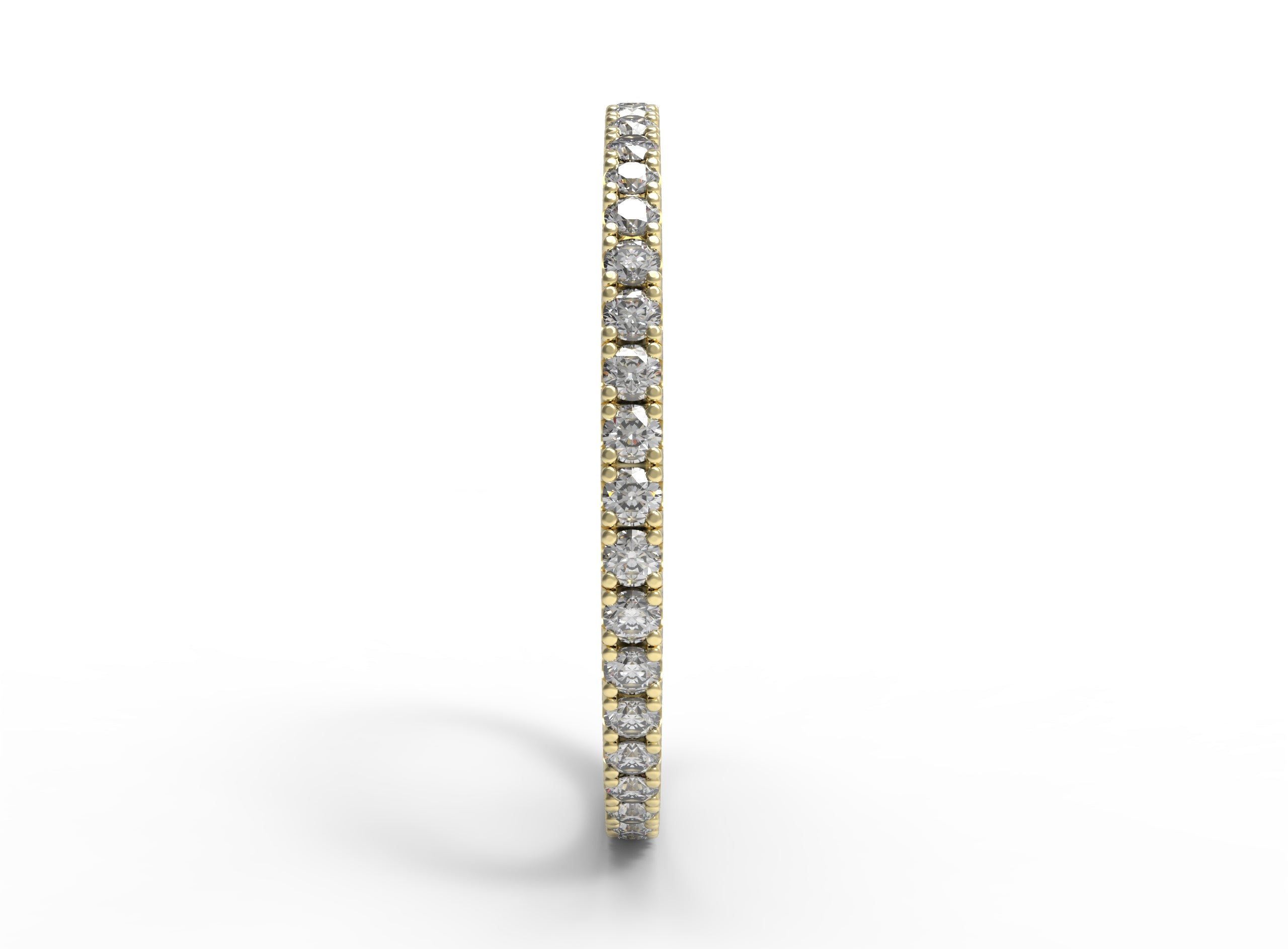 Close up of the classic Eternity womens wedding band by Fluid Jewellery in yellow gold 2