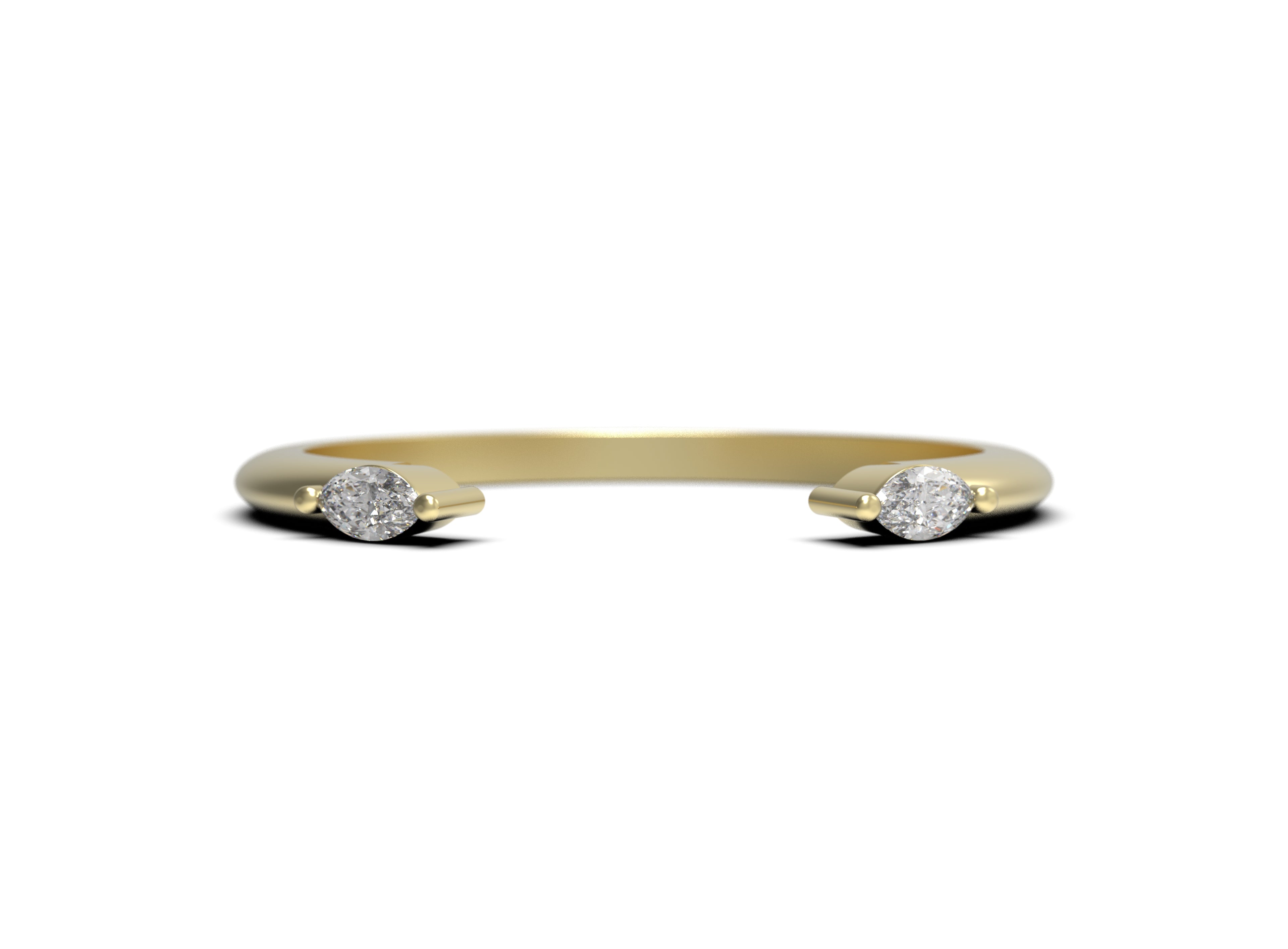 Close up of the open Mara womens wedding band by Fluid Jewellery in yellow gold