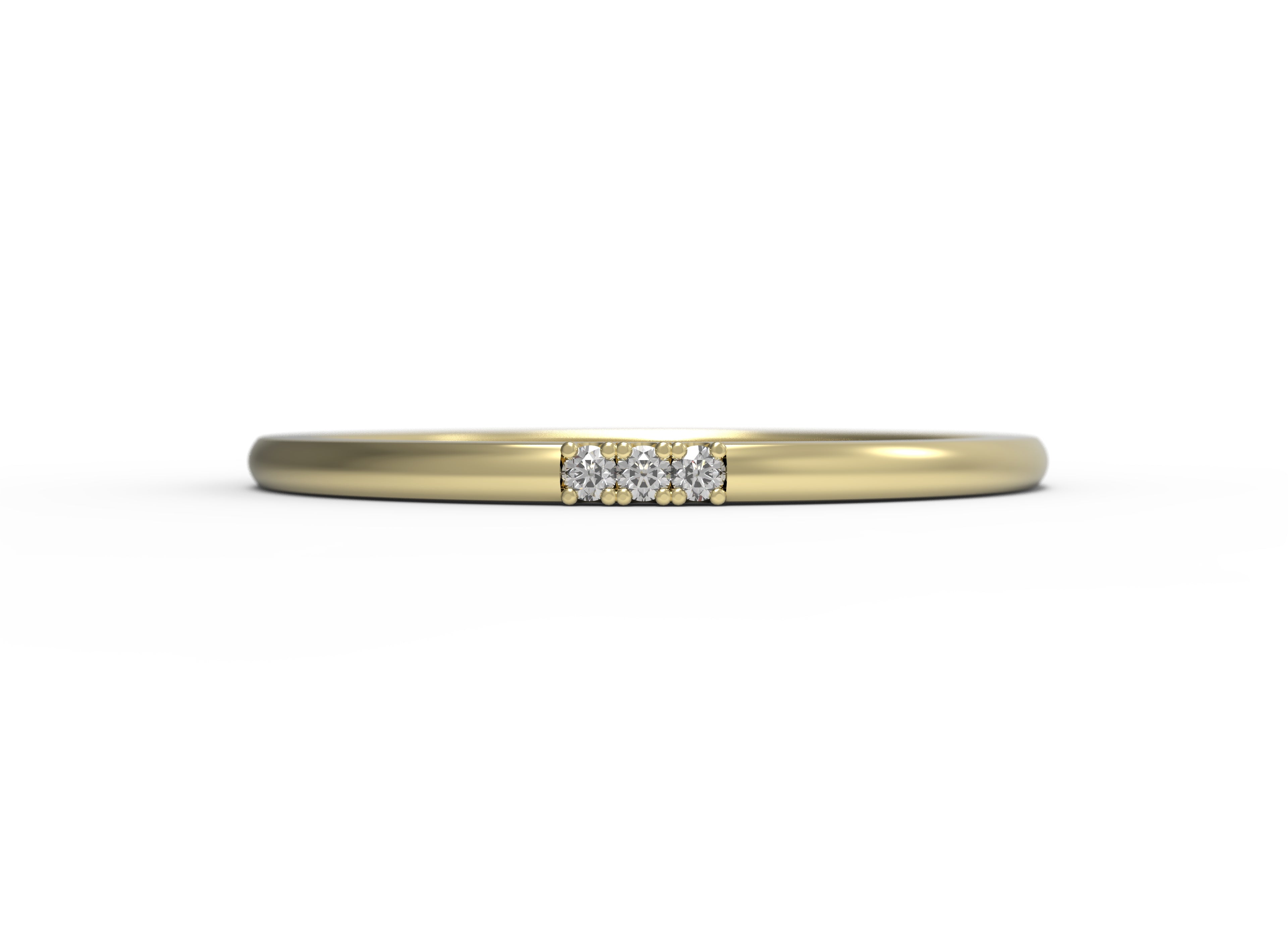 Close up of the Pave Jane womens wedding band by Fluid Jewellery in yellow gold