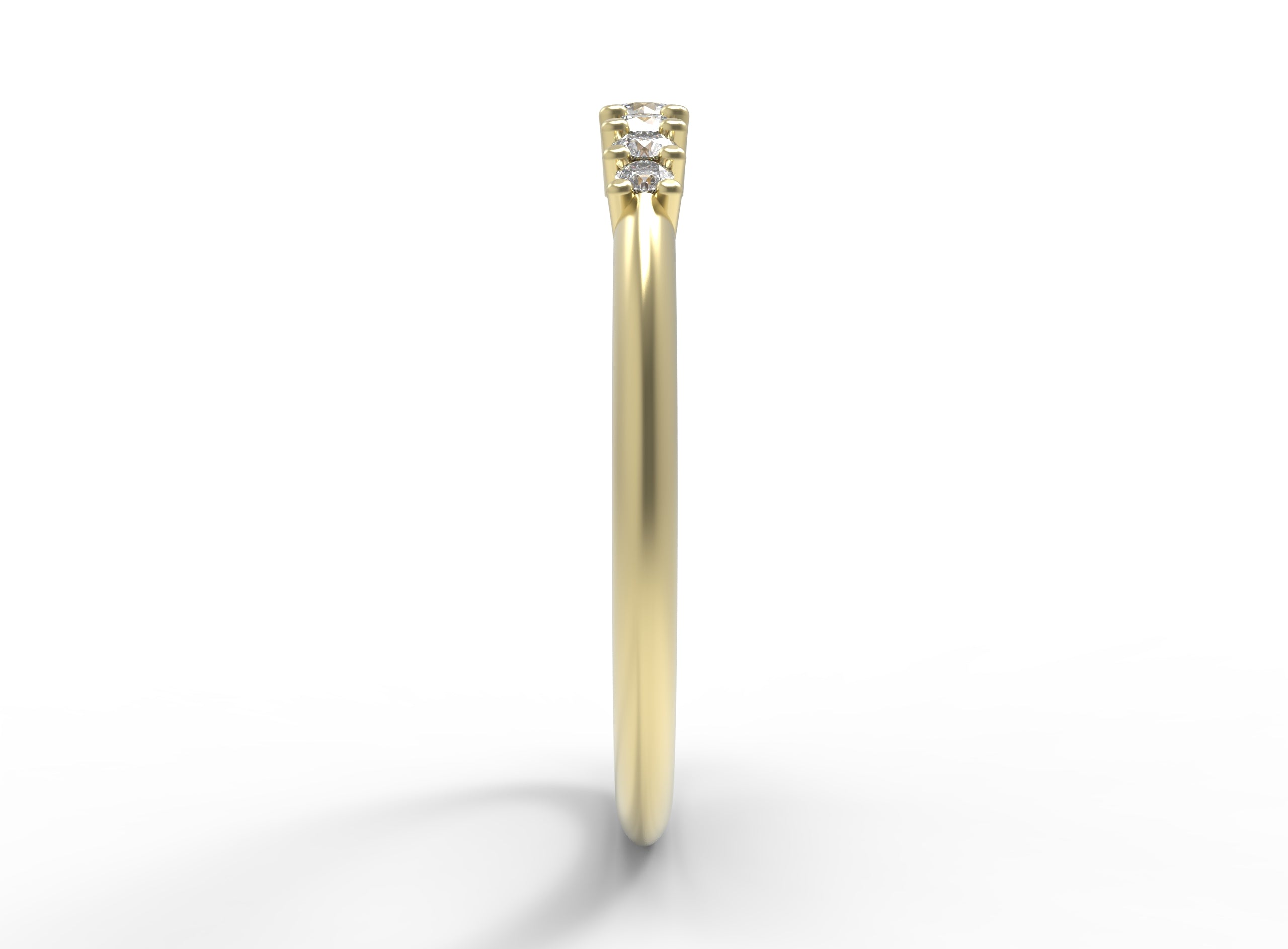 Close up of the seven stone Elsie womens wedding band by Fluid Jewellery in yellow gold 2
